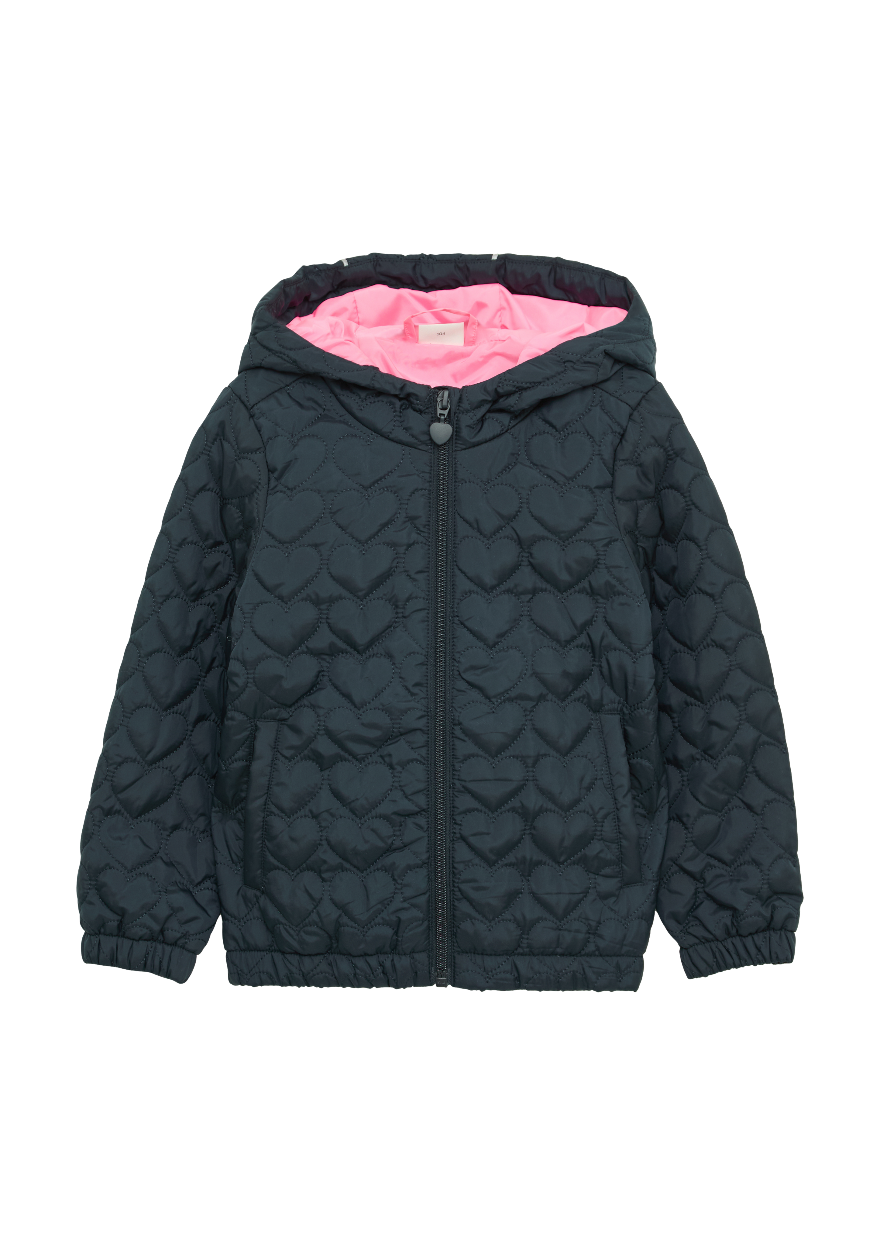 s.Oliver - Leicht wattierte Kapuzenjacke mit Herz-Steppung und dekorativen Reflektor-Details, Kinder, blau