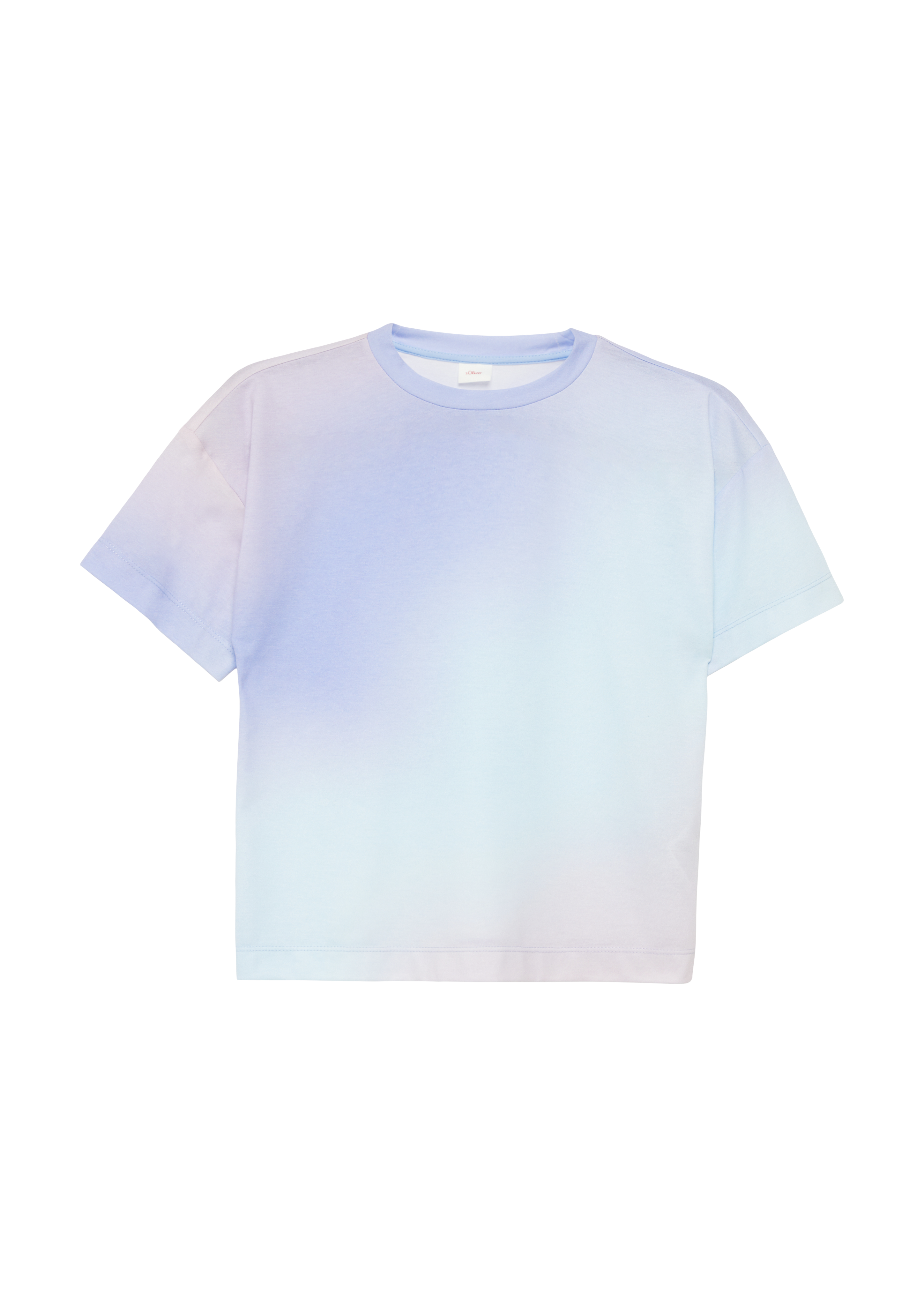 s.Oliver - Baumwollshirt im Boxy Fit mit Farbverlauf, Mädchen, blau|mehrfarbig