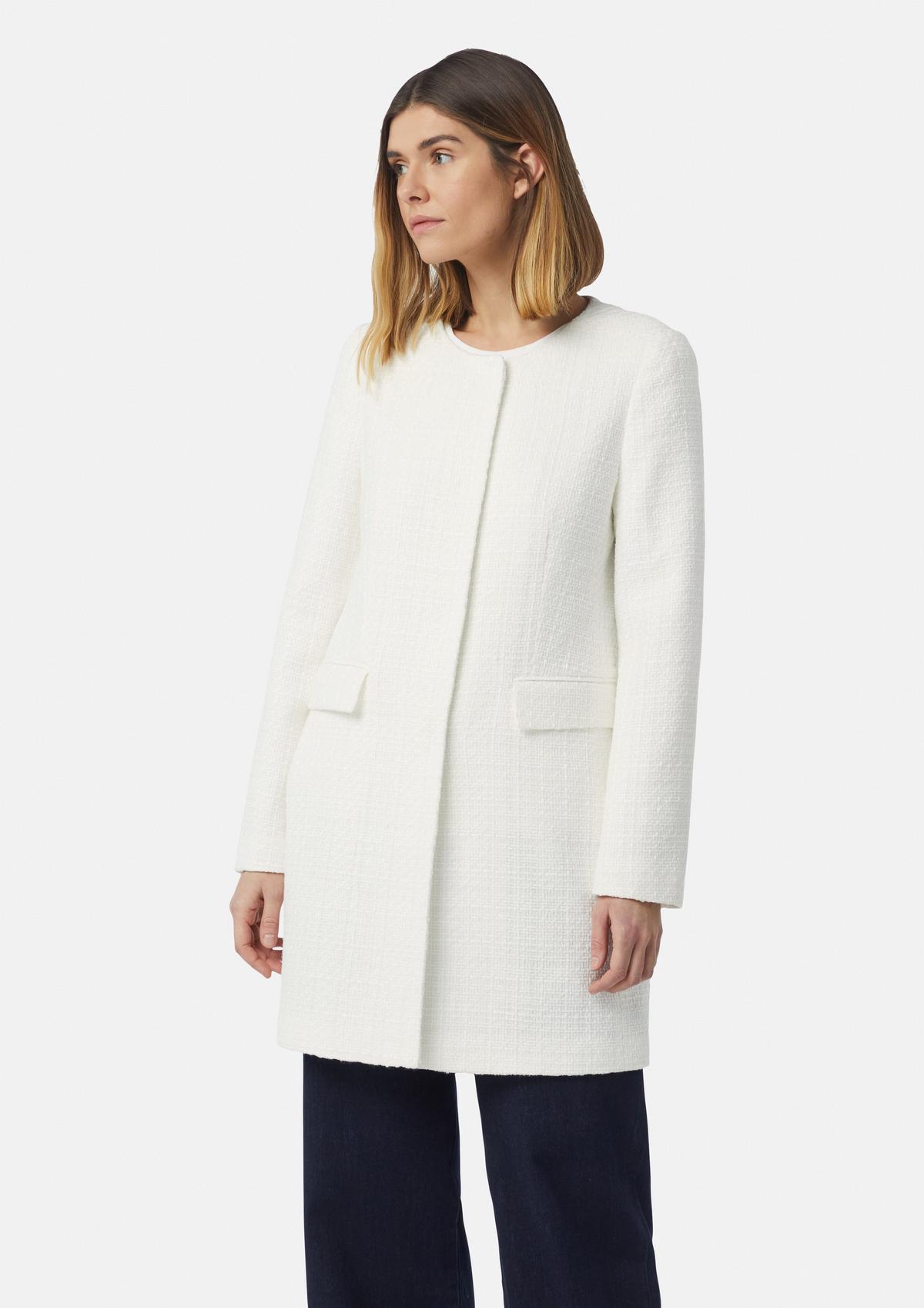 Tailored blazer coat in textured tweed - white | Comma