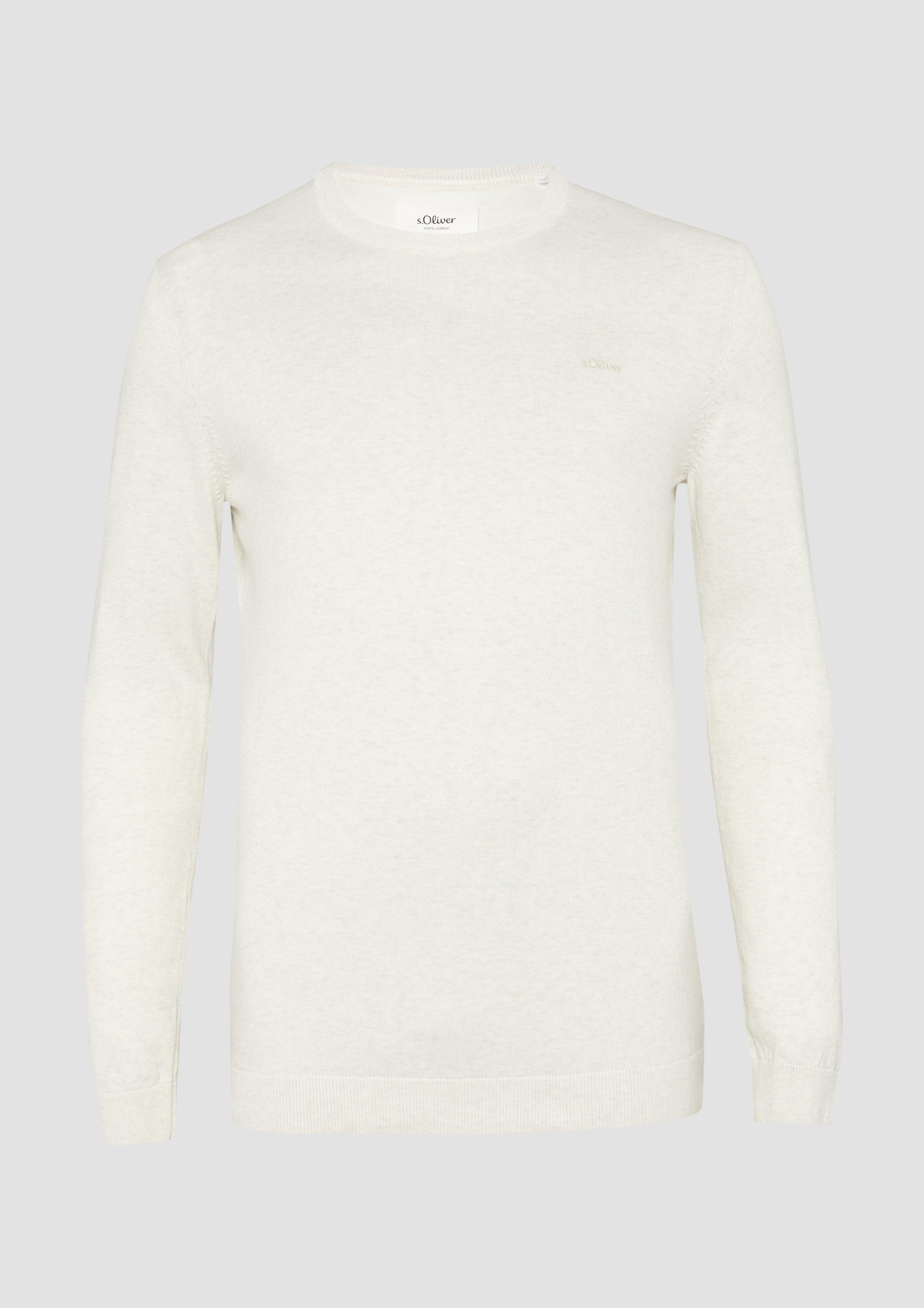 s.Oliver - Strickpullover mit Logo-Stickerei, Herren, creme