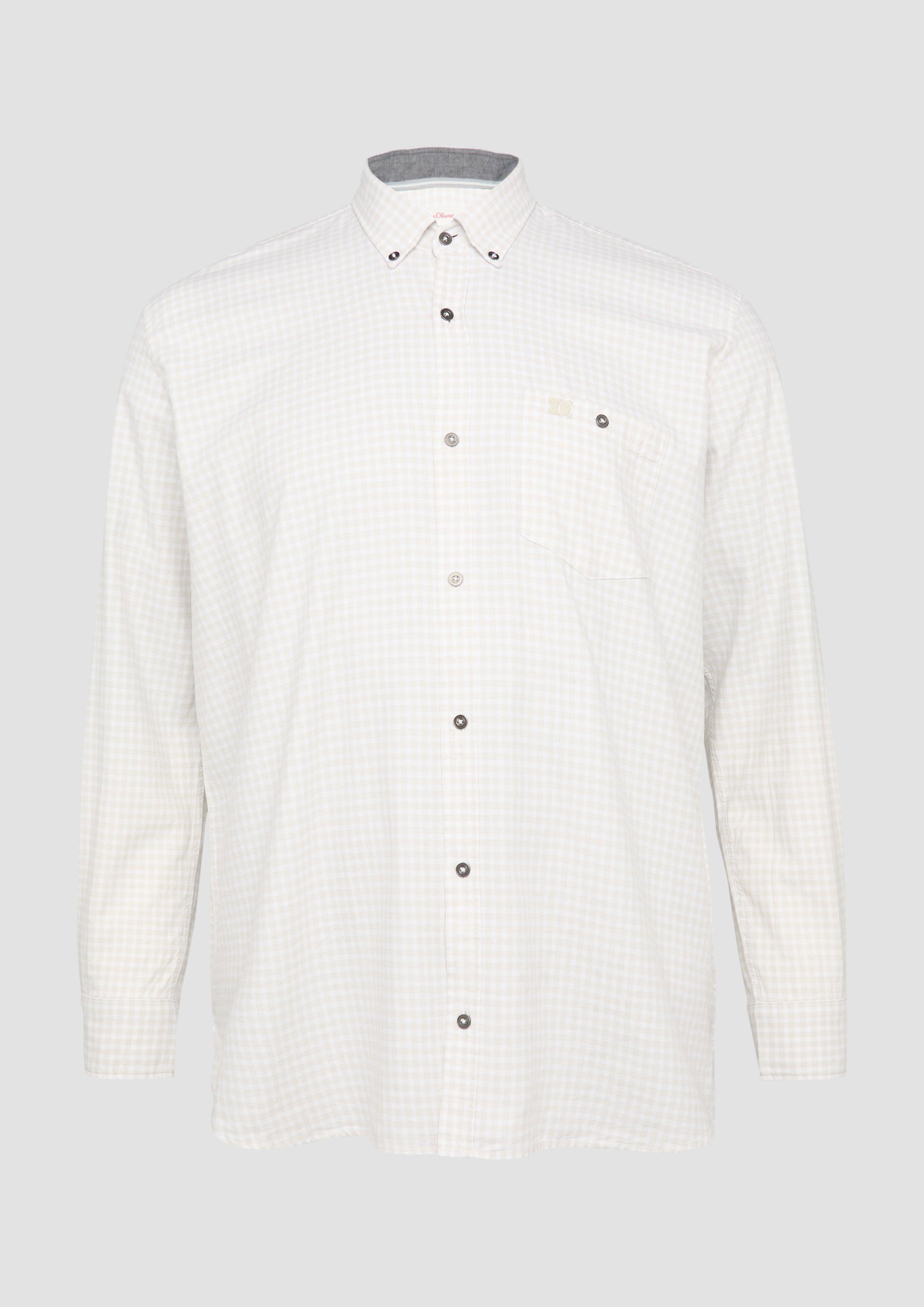 s.Oliver - Regular Fit: Kariertes Hemd mit Button-Down-Kragen, Herren, weiß