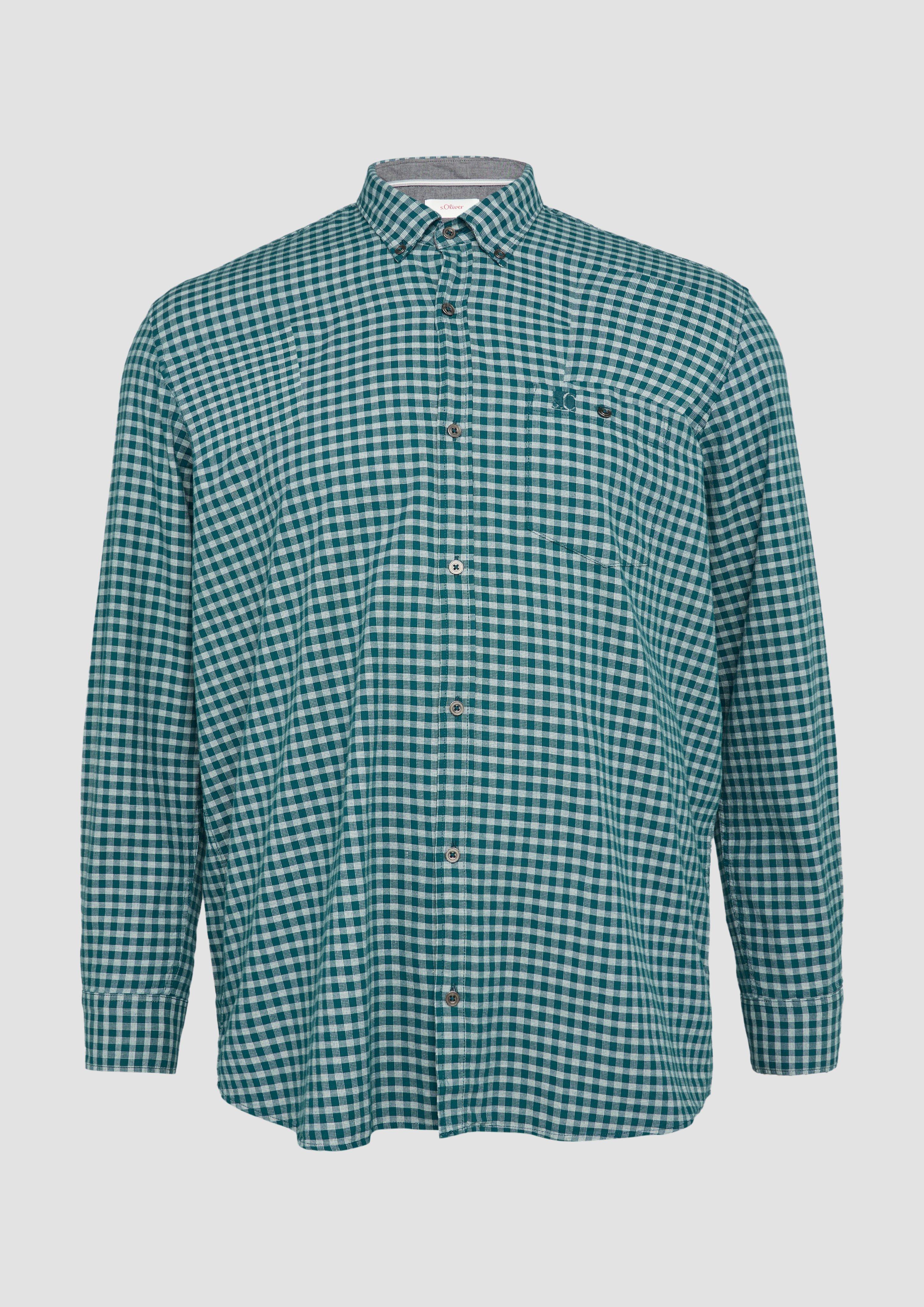 s.Oliver - Regular Fit: Kariertes Hemd mit Button-Down-Kragen, Herren, Blau