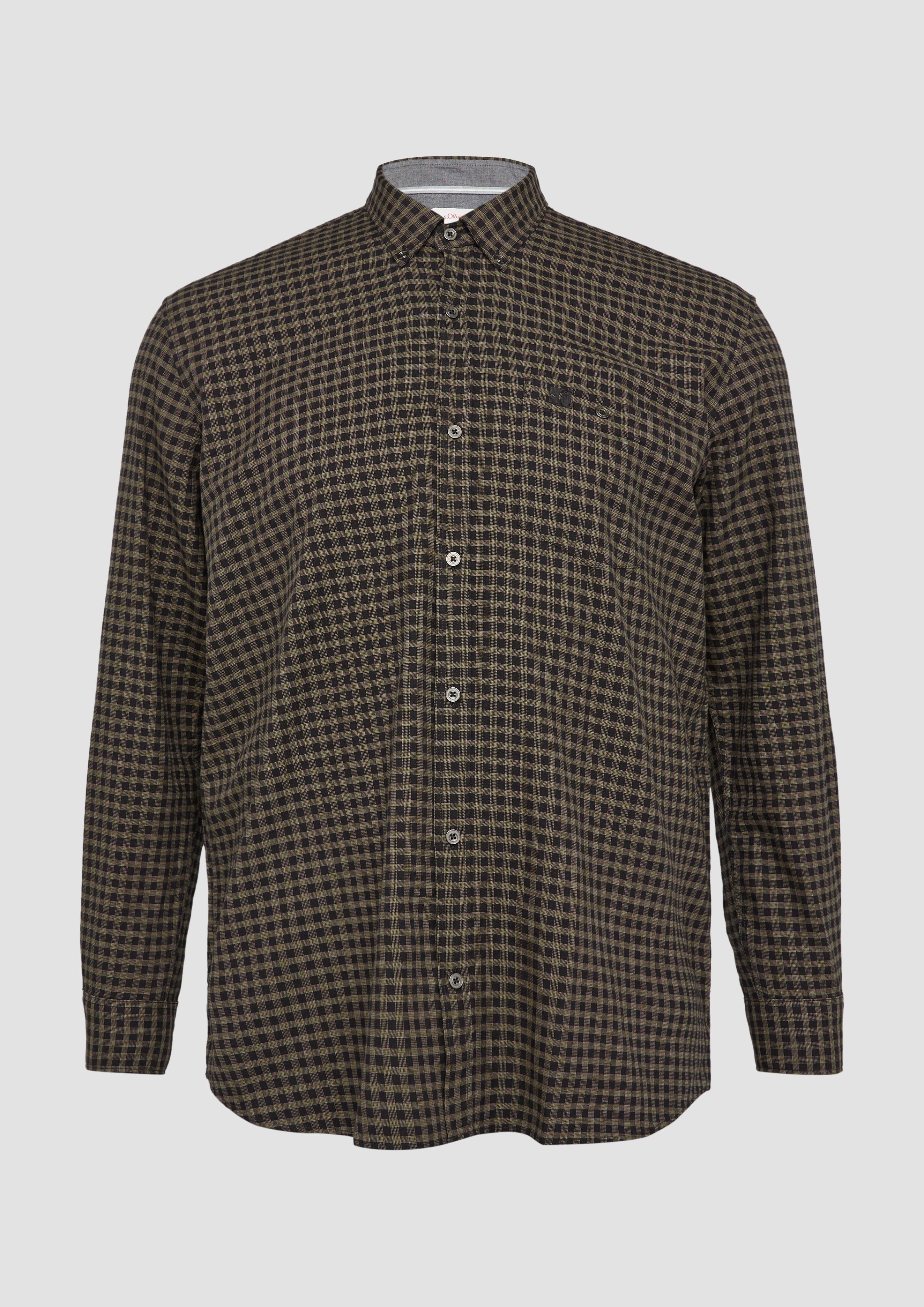 s.Oliver - Regular Fit: Kariertes Hemd mit Button-Down-Kragen, Herren, schwarz