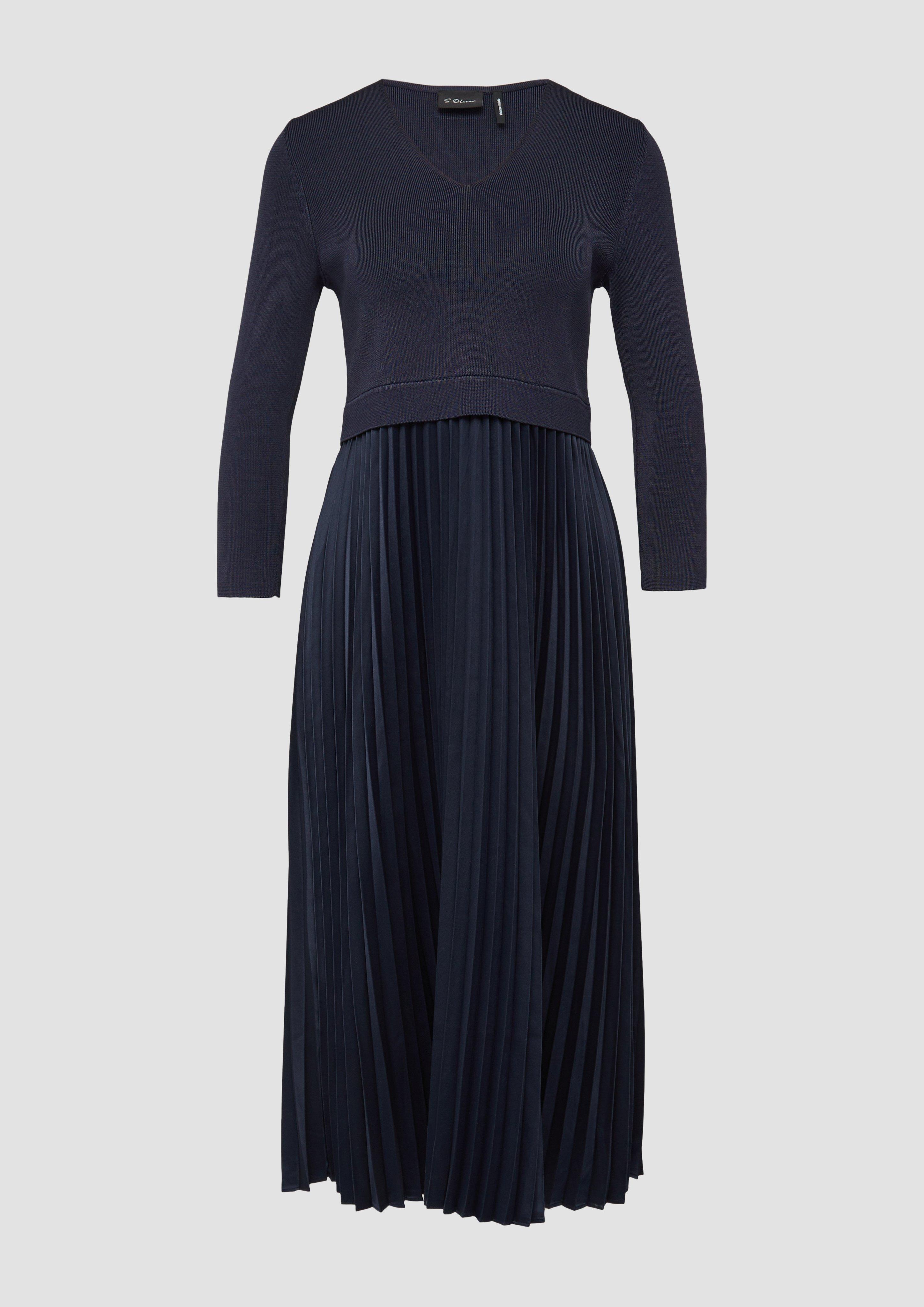 s.Oliver - Midikleid mit plissiertem Rock, Damen, blau