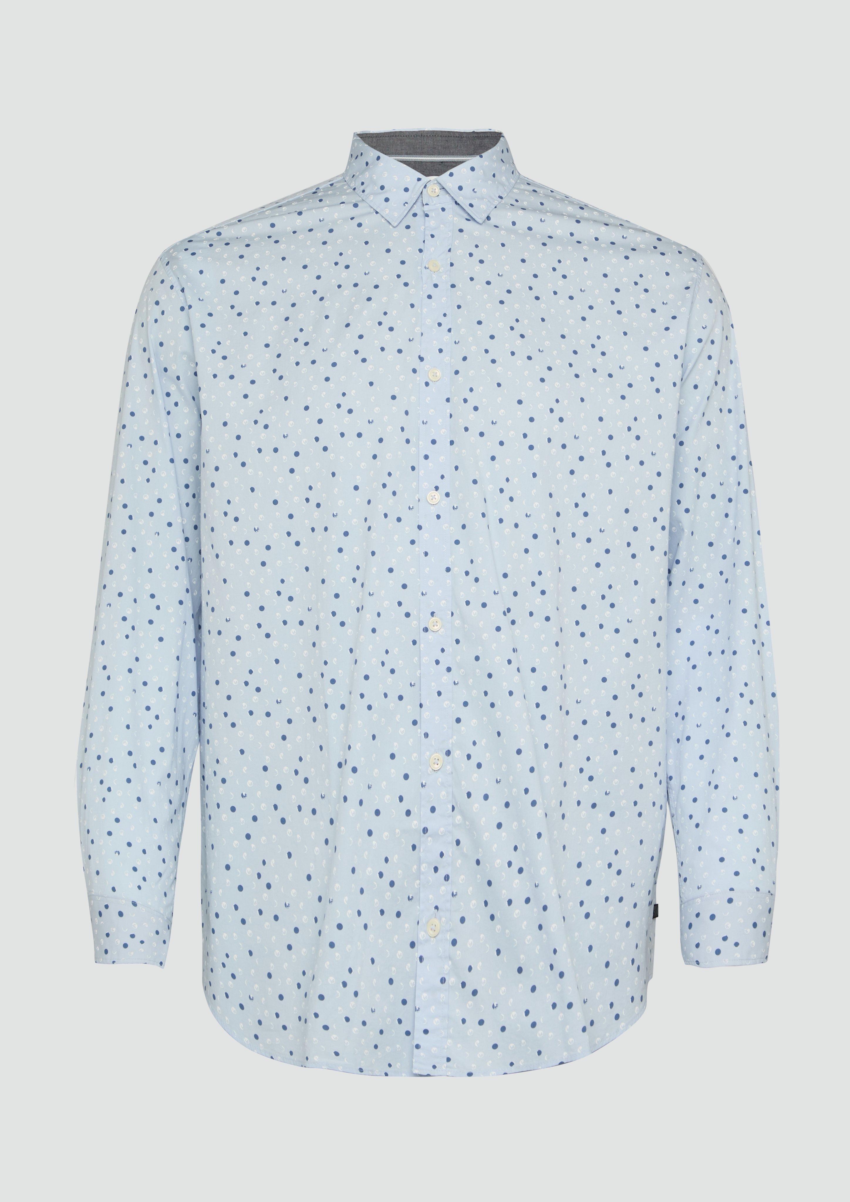 s.Oliver - Slim Fit: Gemustertes Popeline-Hemd mit Kentkragen, Herren, blau