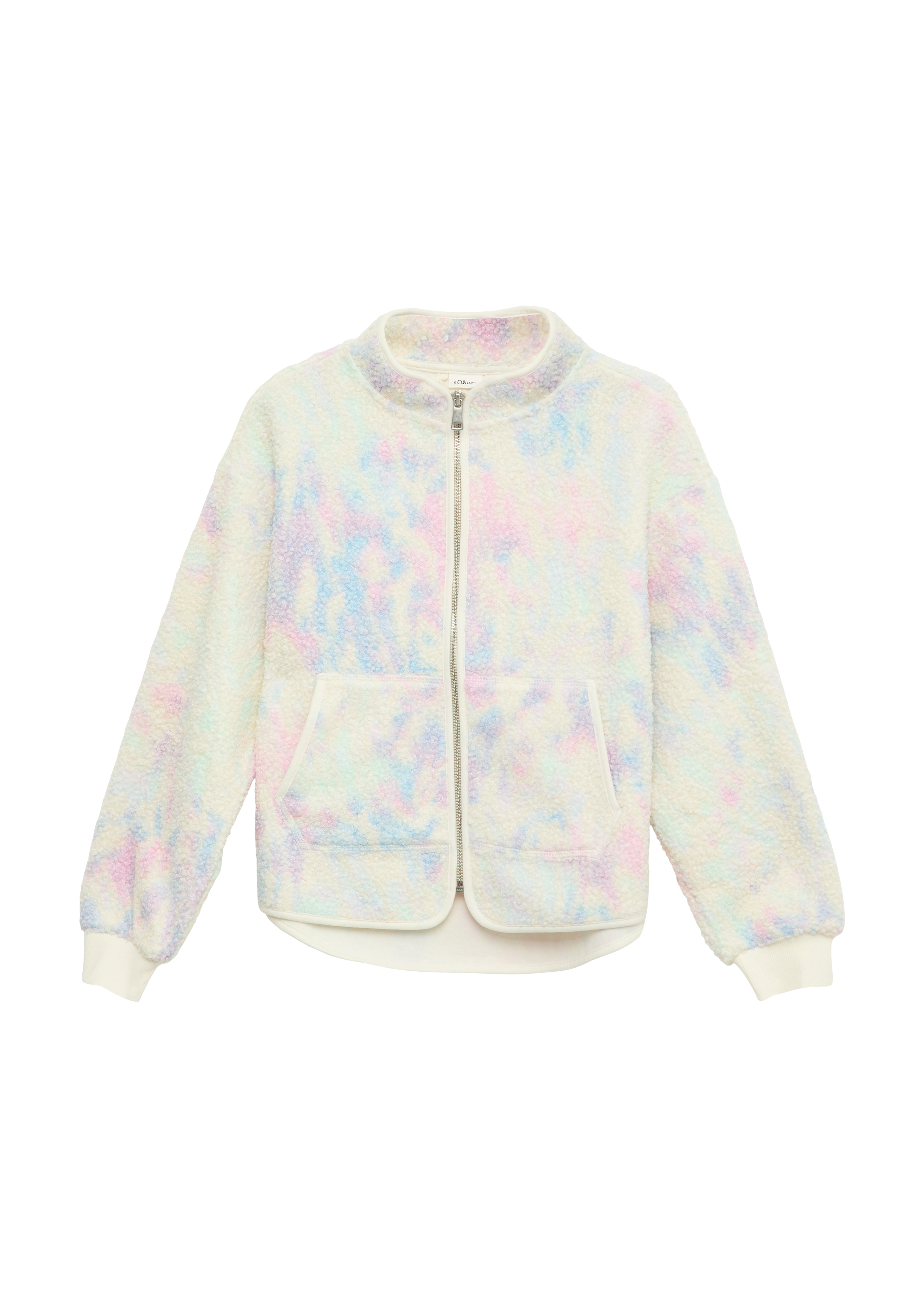 s.Oliver - Jacke aus Teddyplüsch im Loose Fit, Mädchen, creme|mehrfarbig