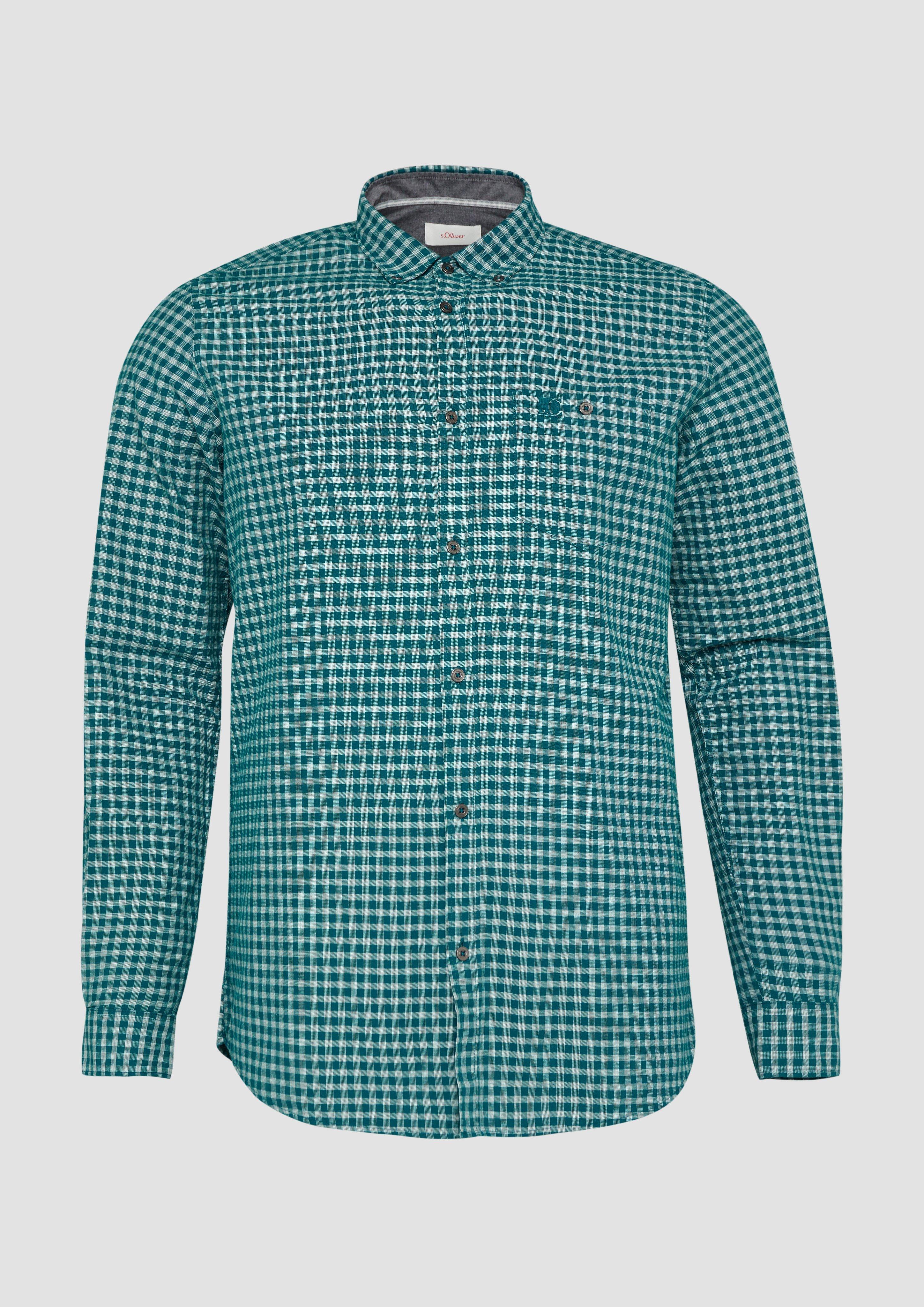 s.Oliver - Regular Fit: Kariertes Hemd mit Button-Down-Kragen, Herren, Blau
