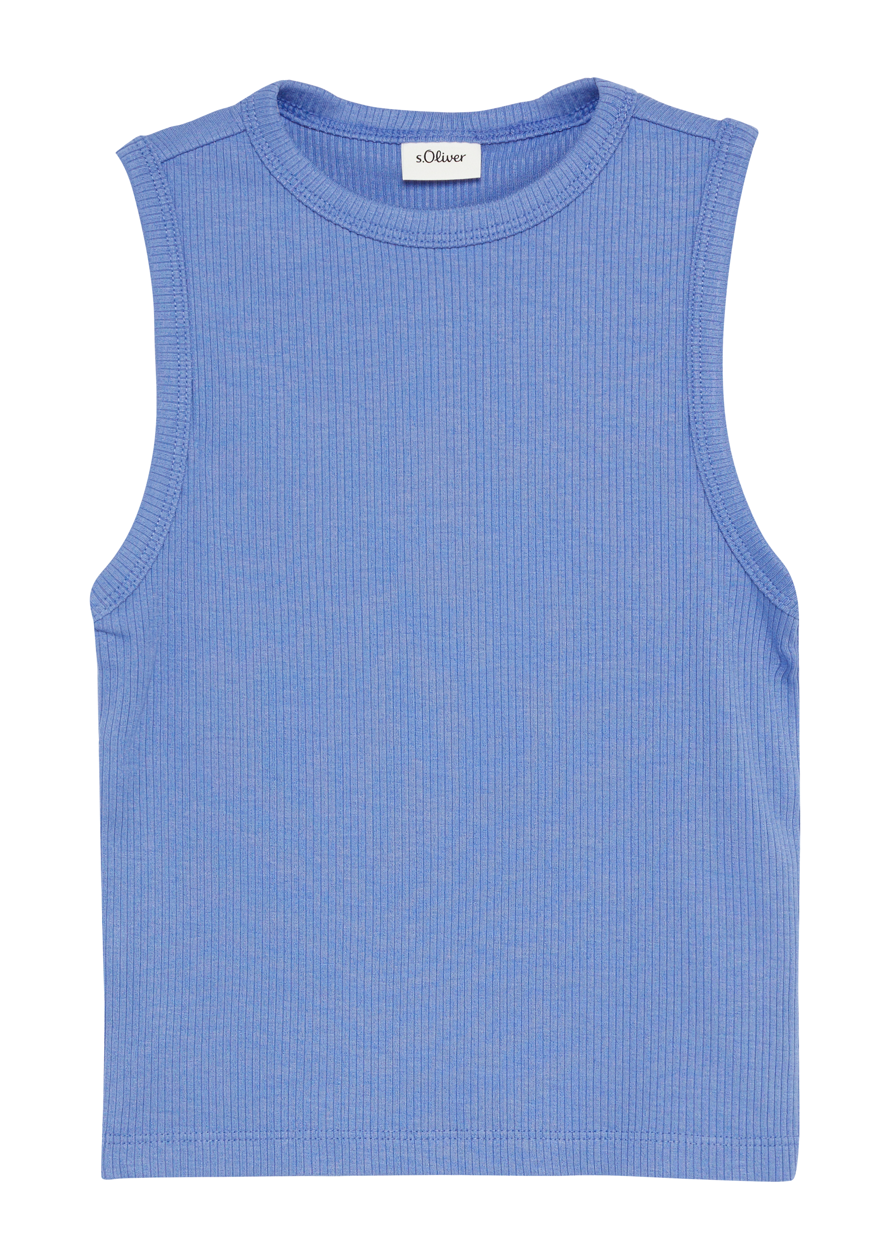 s.Oliver - Verkürztes Slim-Fit-Top mit Rippstruktur, Mädchen, blau