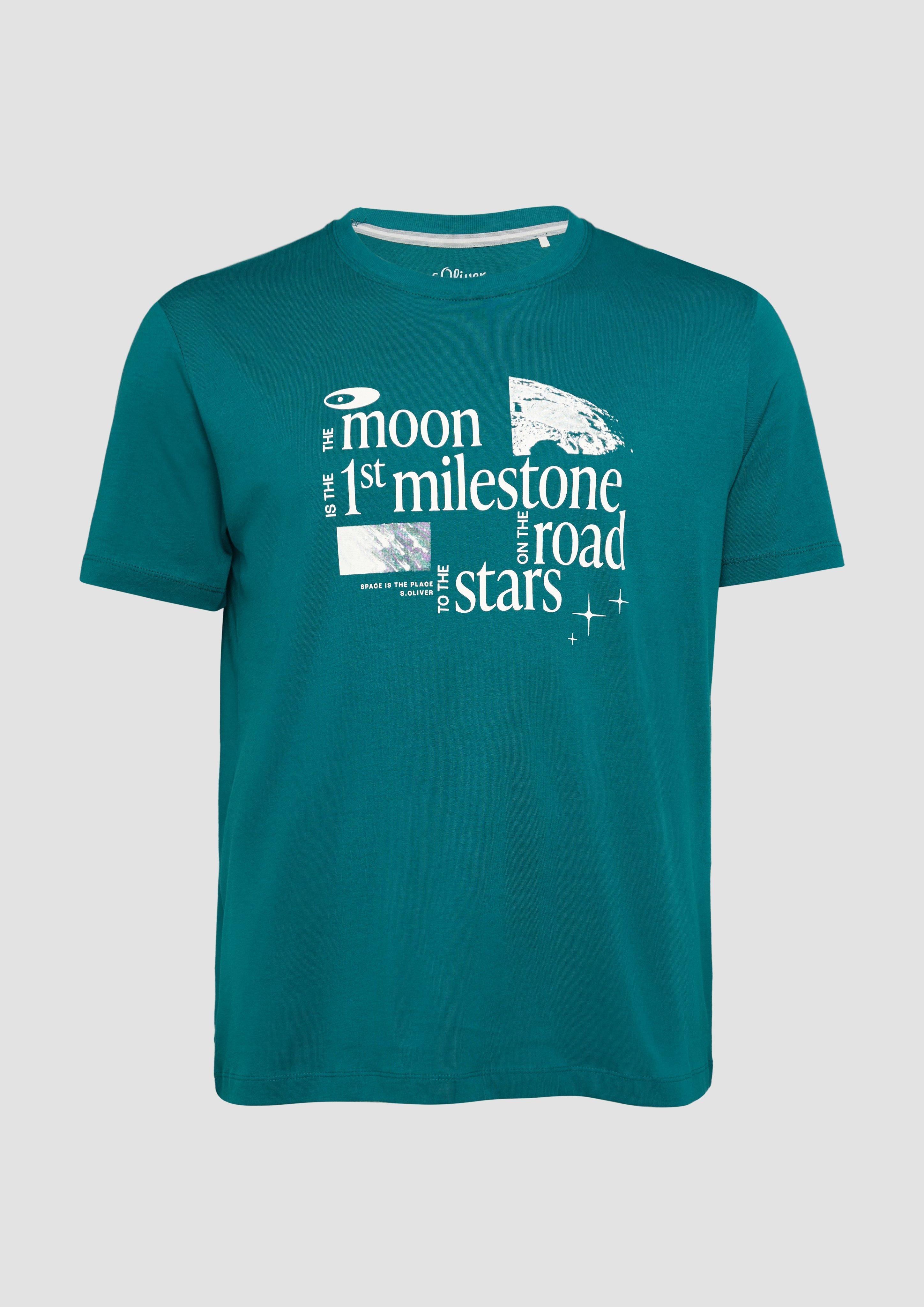 Thumbnail - s.Oliver - Baumwoll-T-Shirt mit Frontprint, Herren, Blau
