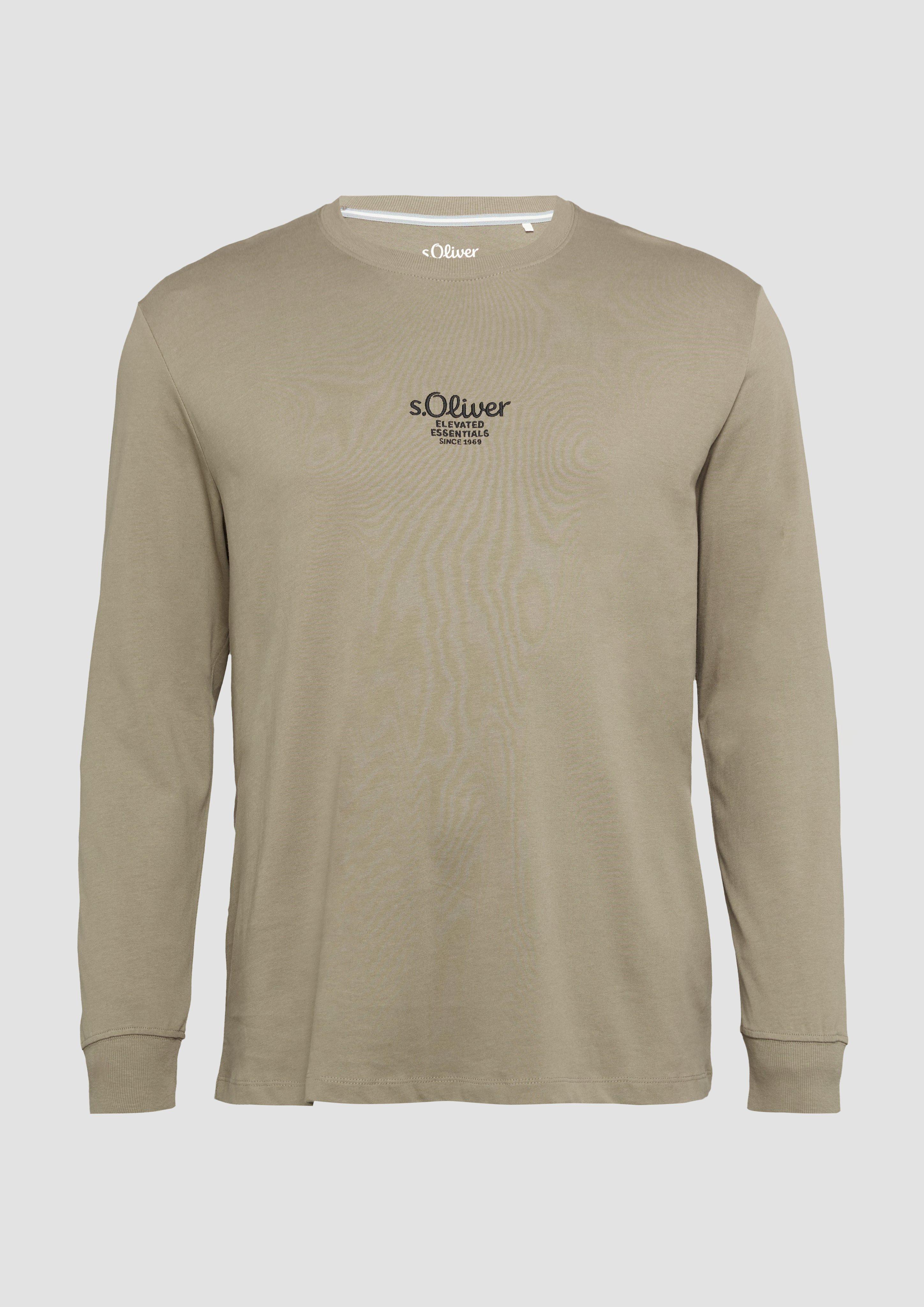 s.Oliver - Langarmshirt mit Logo-Stickerei, Herren, braun