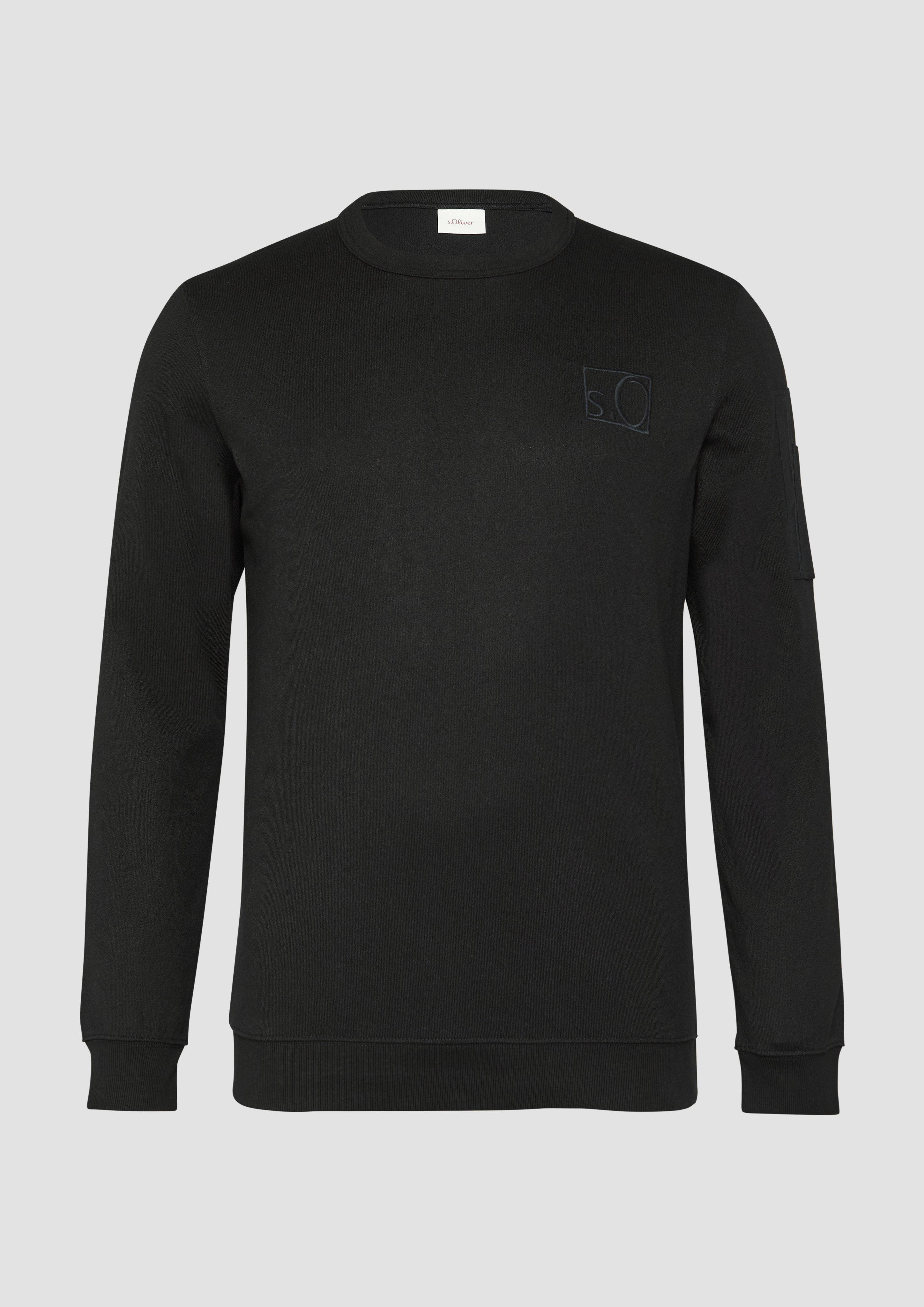 s.Oliver - Relaxed-Fit-Sweatshirt mit Ärmeltasche, Herren, schwarz