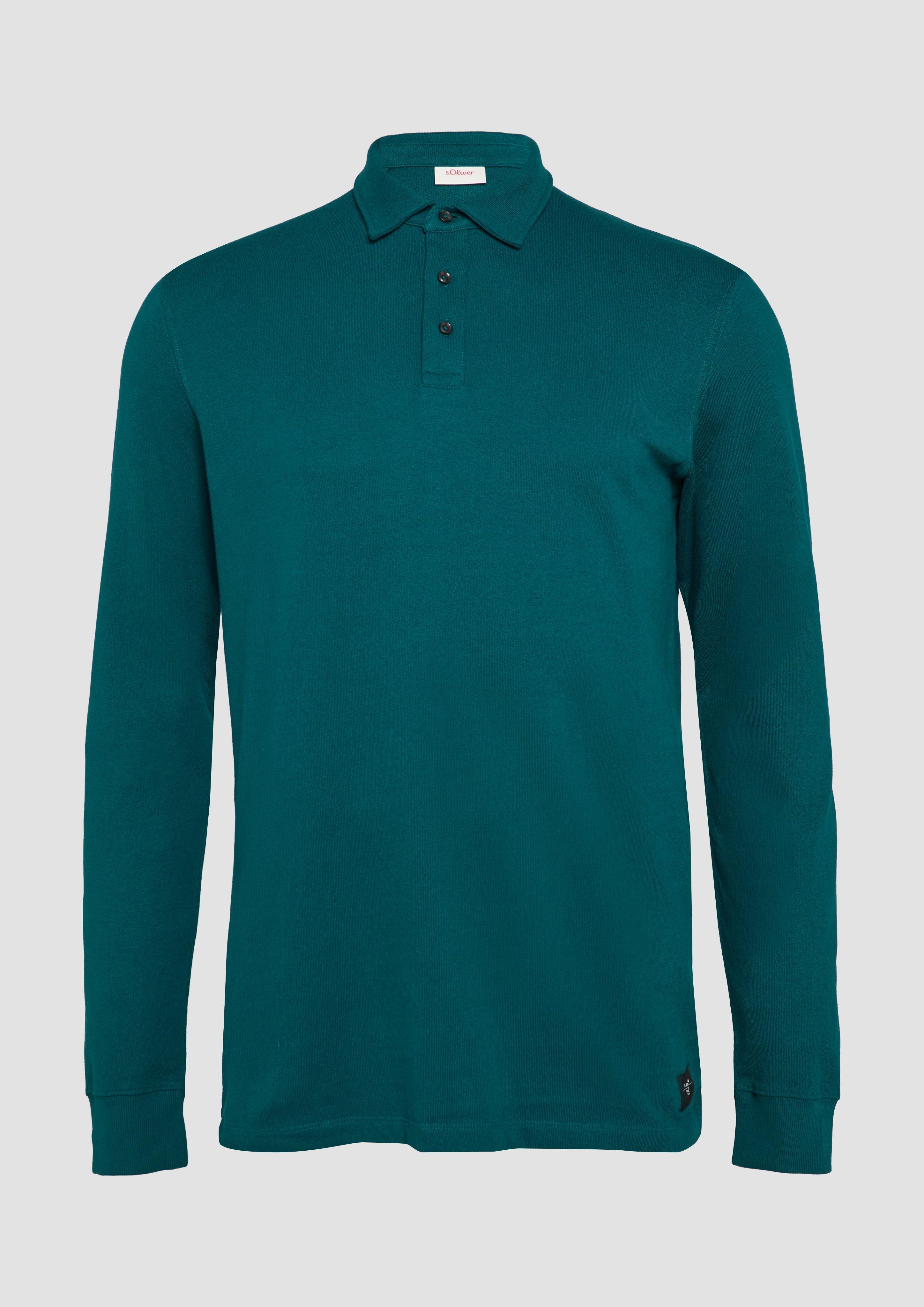 s.Oliver - Strukturiertes Langarm-Poloshirt im Relaxed Fit, Herren, Blau