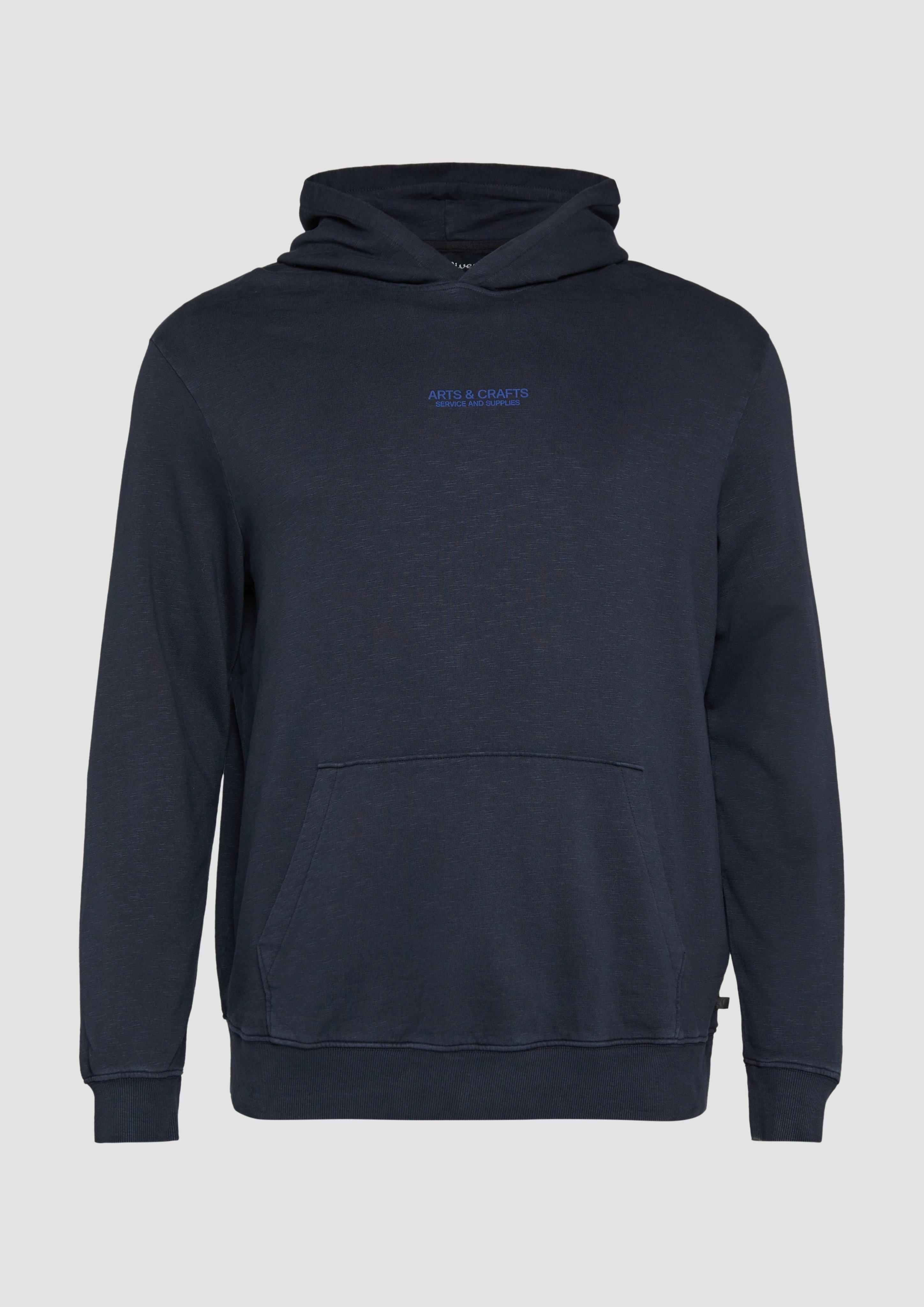 s.Oliver - Hoodie mit Flammgarn-Struktur im Relaxed Fit, Herren, blau