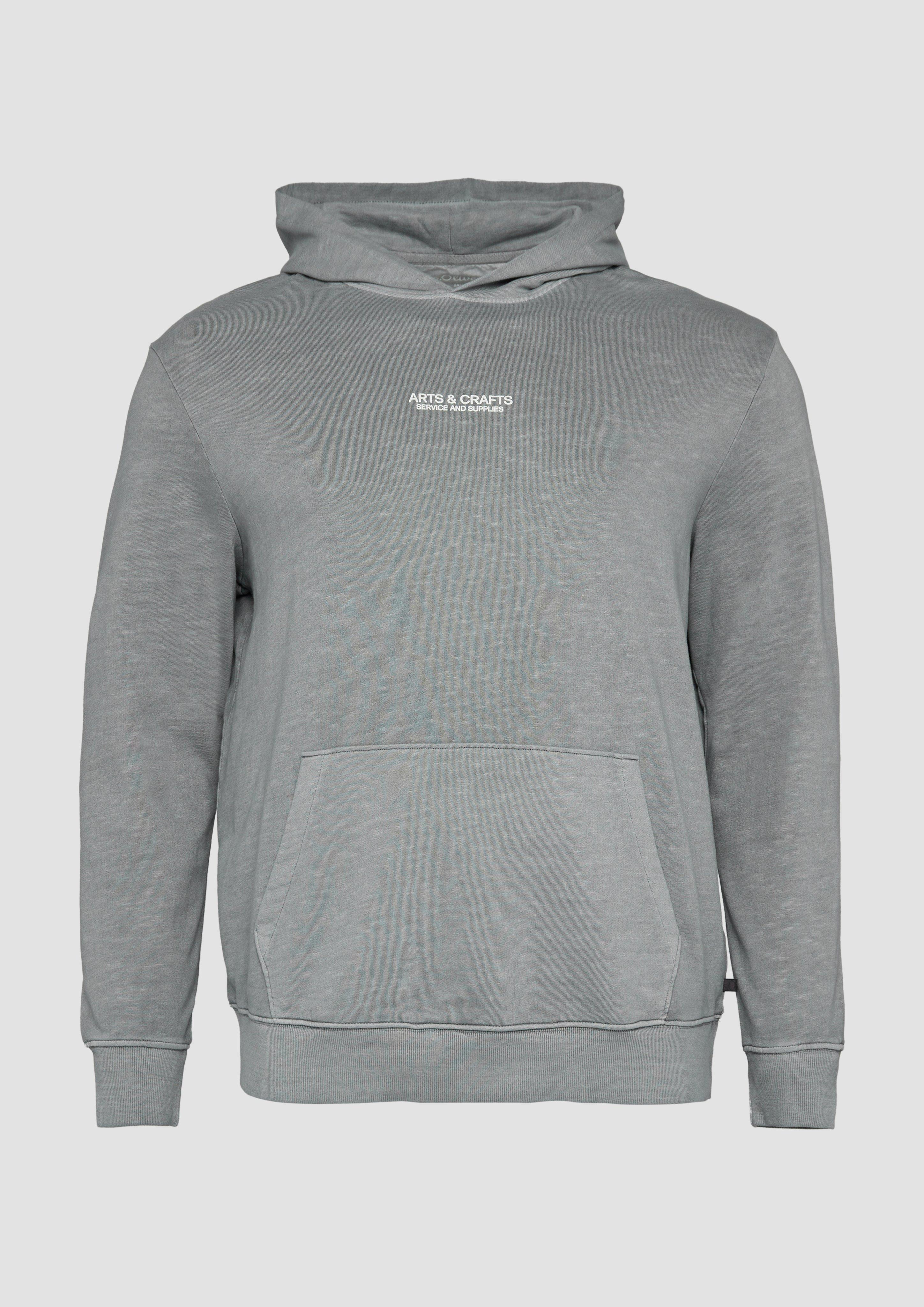 s.Oliver - Hoodie mit Flammgarn-Struktur im Relaxed Fit, Herren, grau
