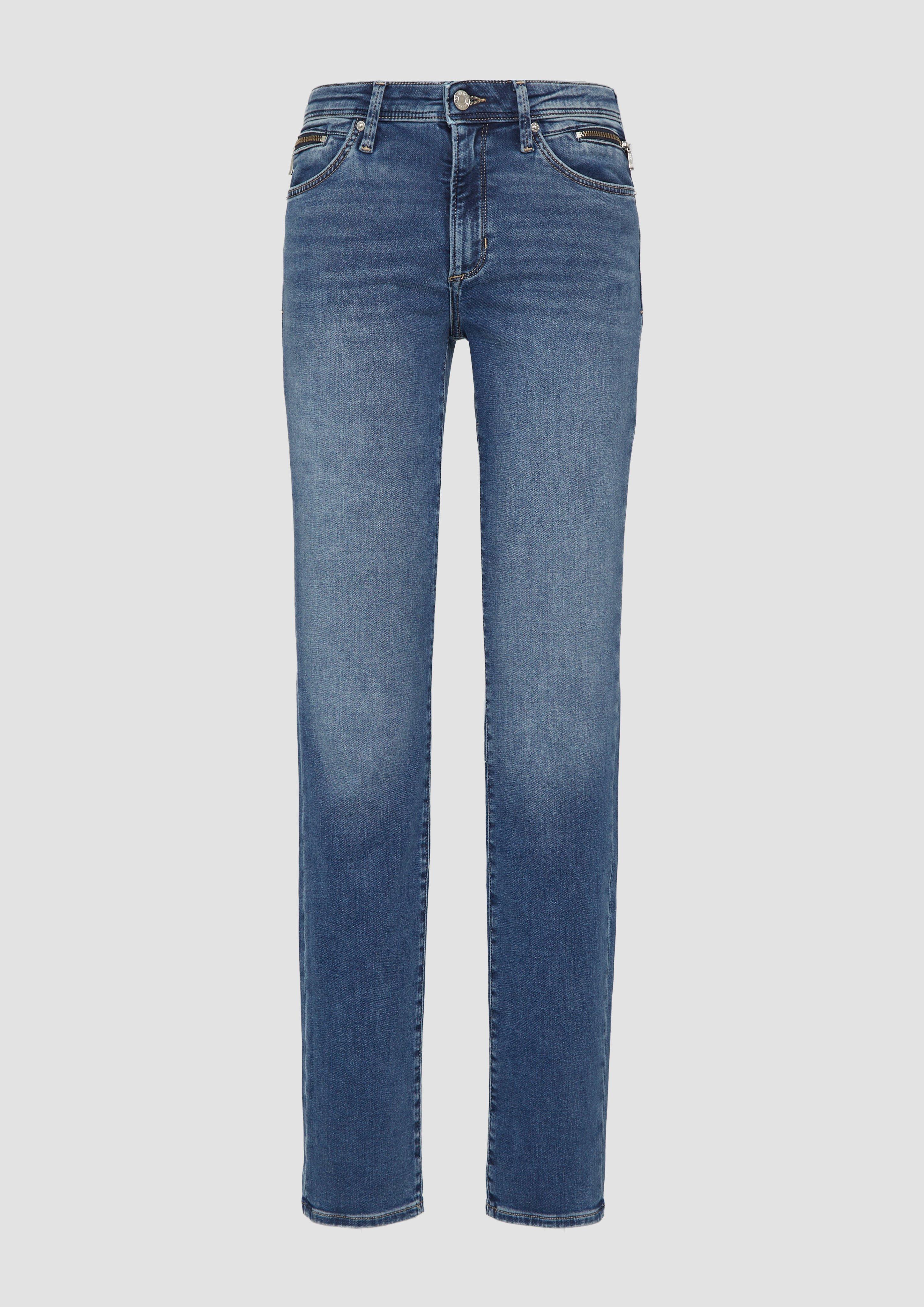 s.Oliver - Jeans Betsy / Regular Fit / Mid Rise / Slim Leg, Damen, blau