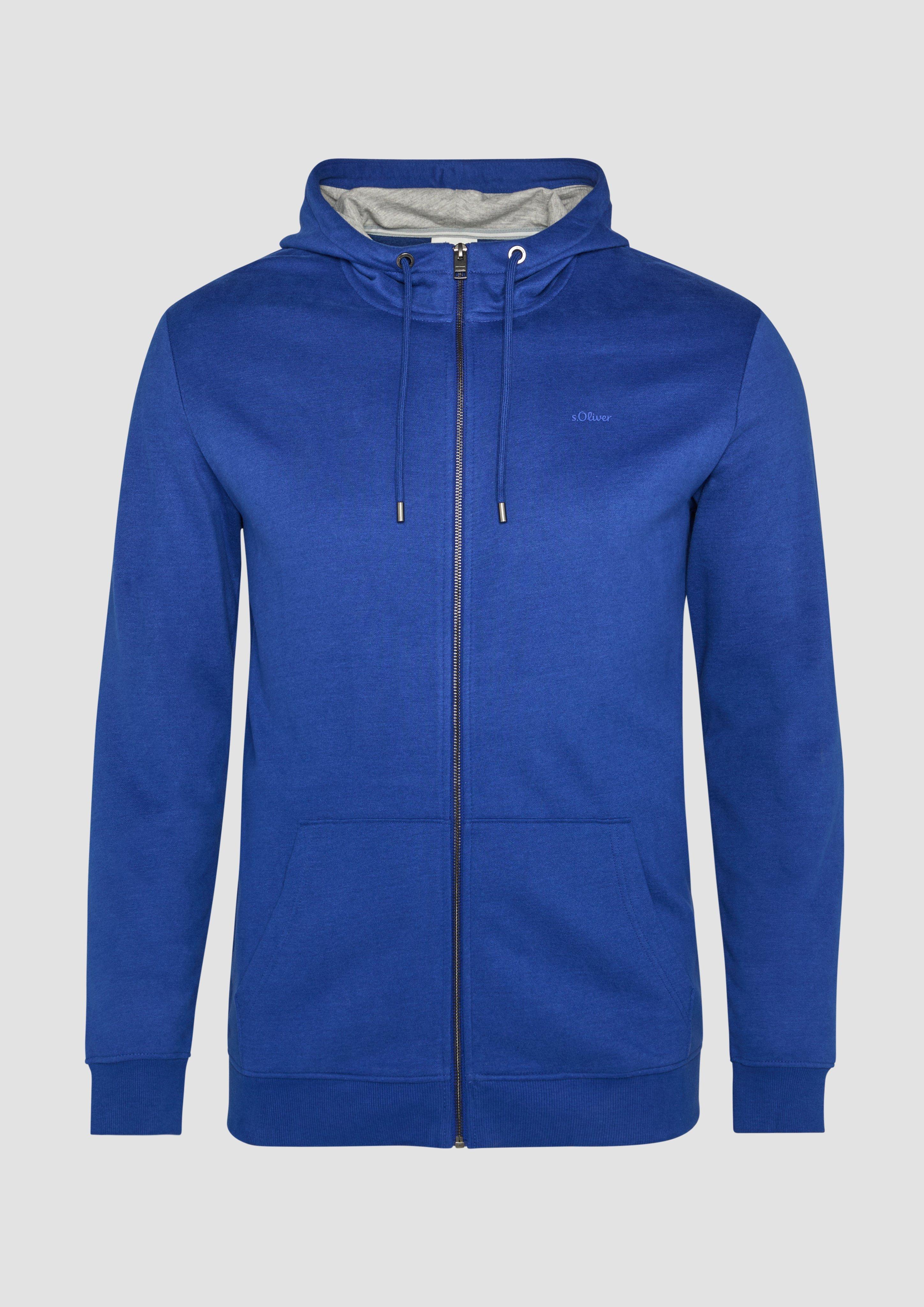 s.Oliver - Sweatshirt-Jacke mit Logo-Detail, Herren, blau