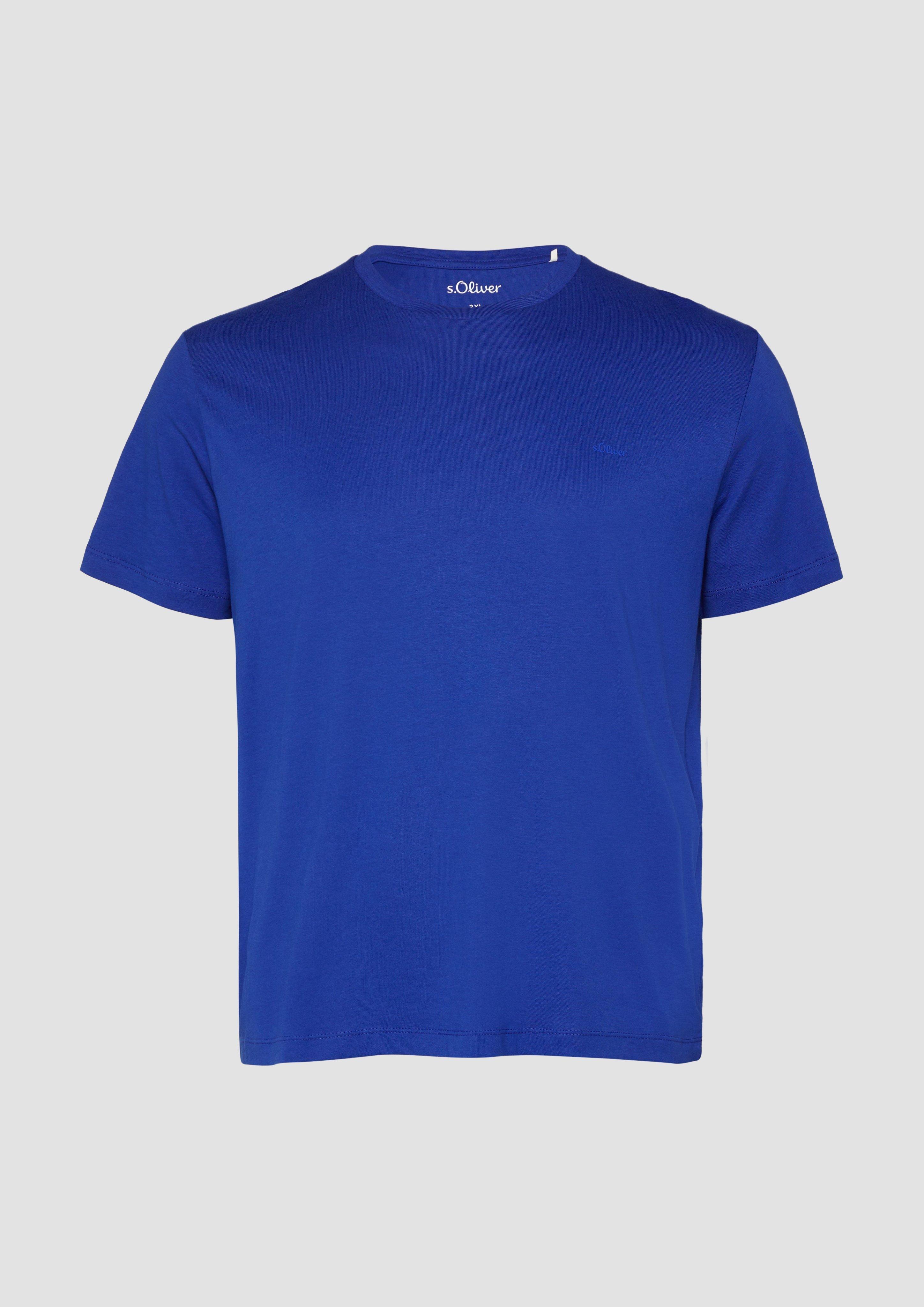 s.Oliver - Baumwoll-T-Shirt mit kleinem Logo-Detail, Herren, blau