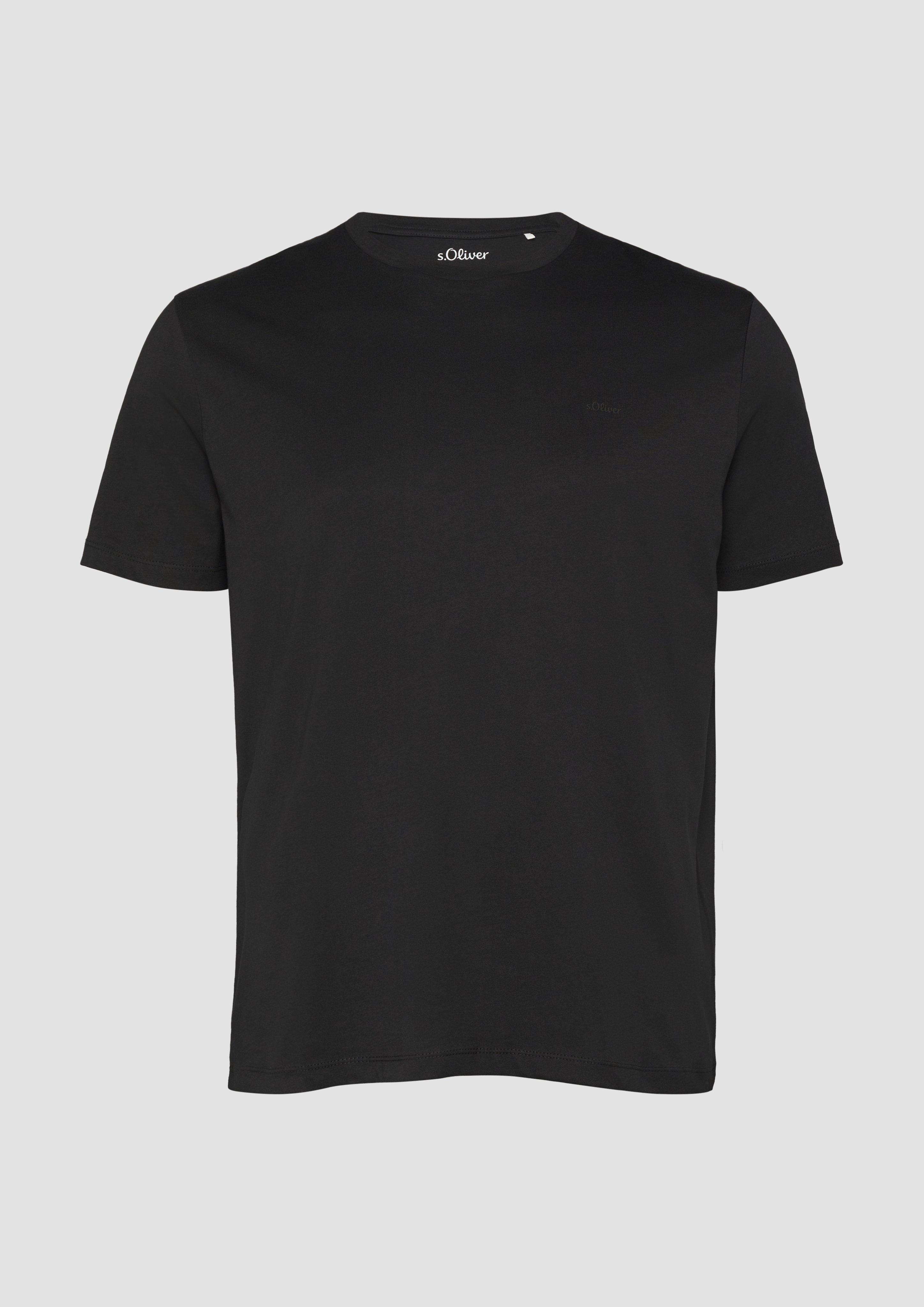 s.Oliver - Baumwoll-T-Shirt mit kleinem Logo-Detail, Herren, schwarz