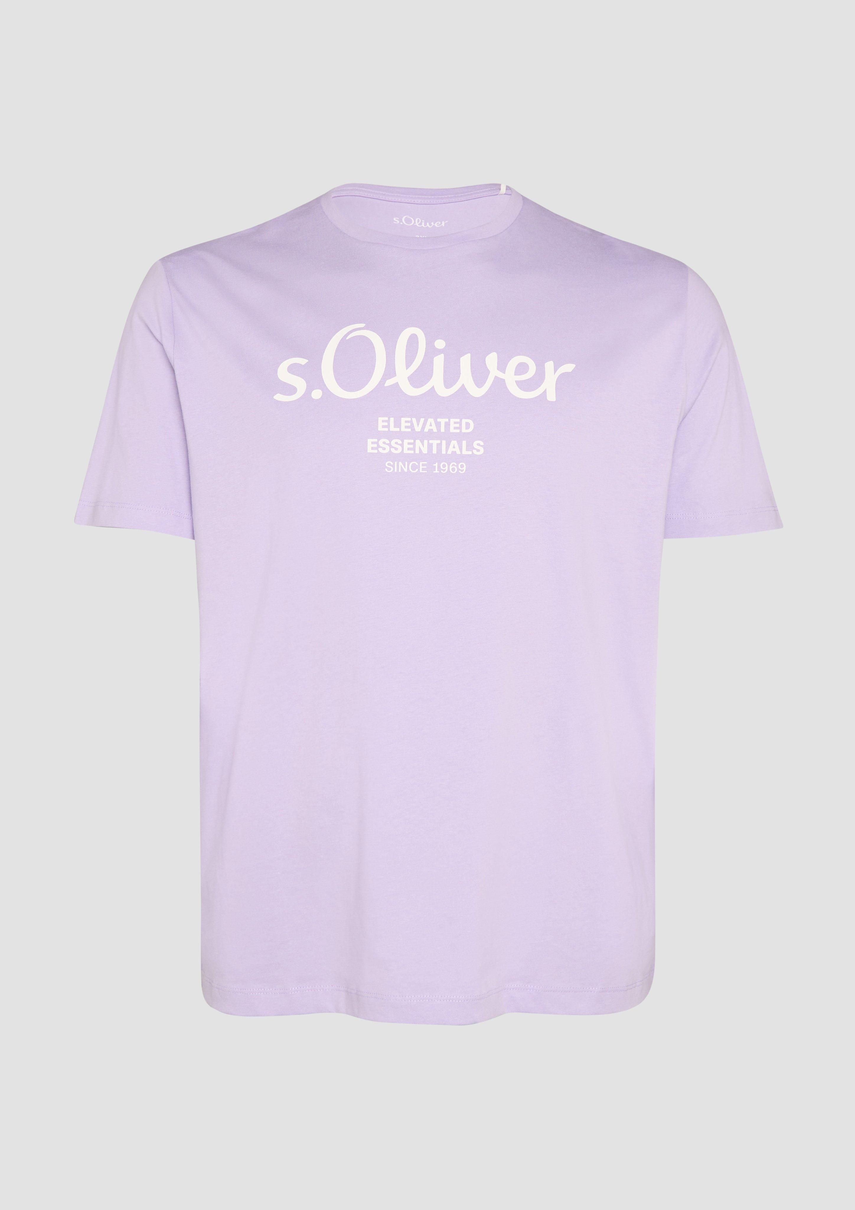 s.Oliver - T-Shirt mit Logo-Print, Herren, lila