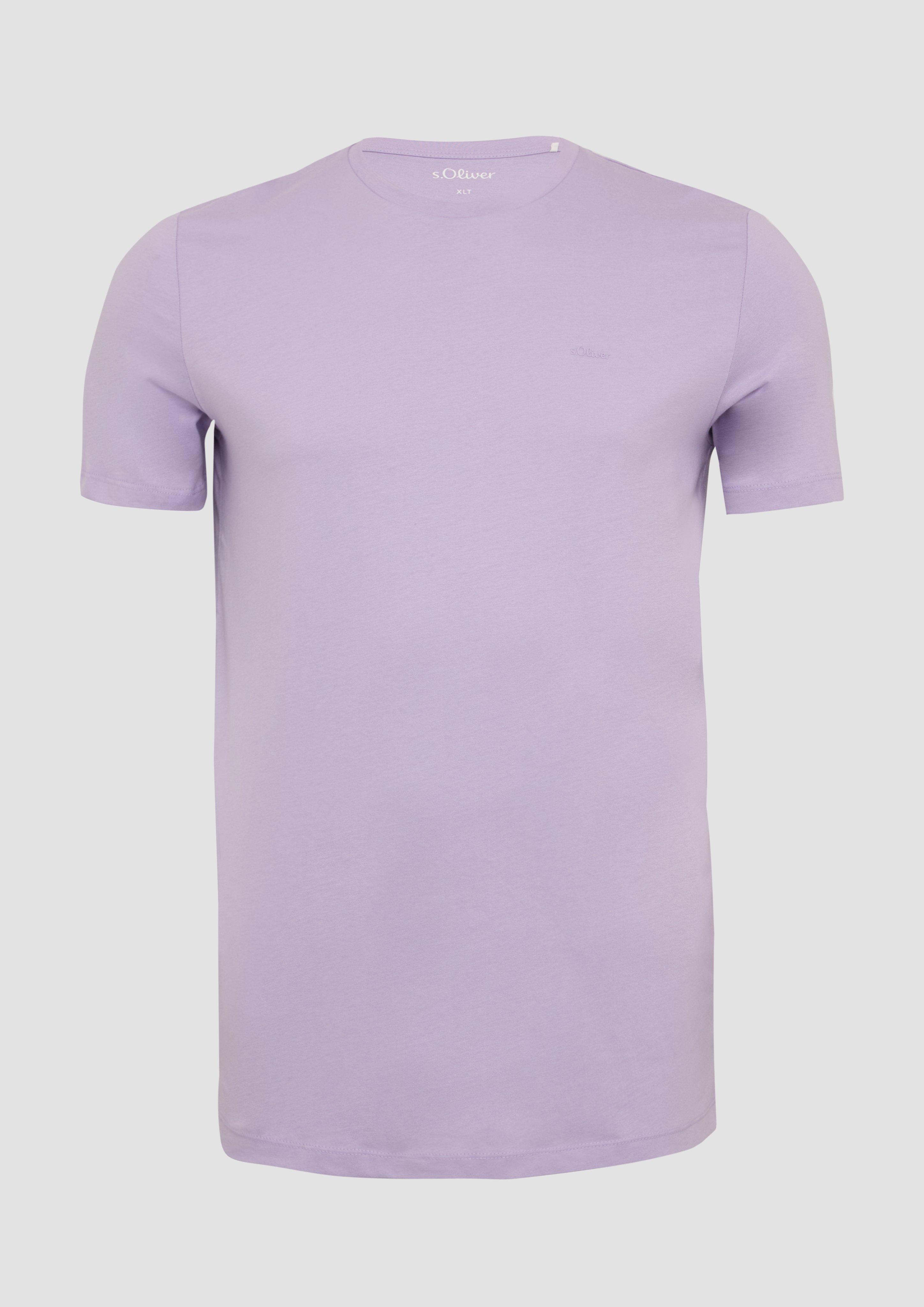 s.Oliver - Baumwoll-T-Shirt mit kleinem Logo-Print, Herren, lila