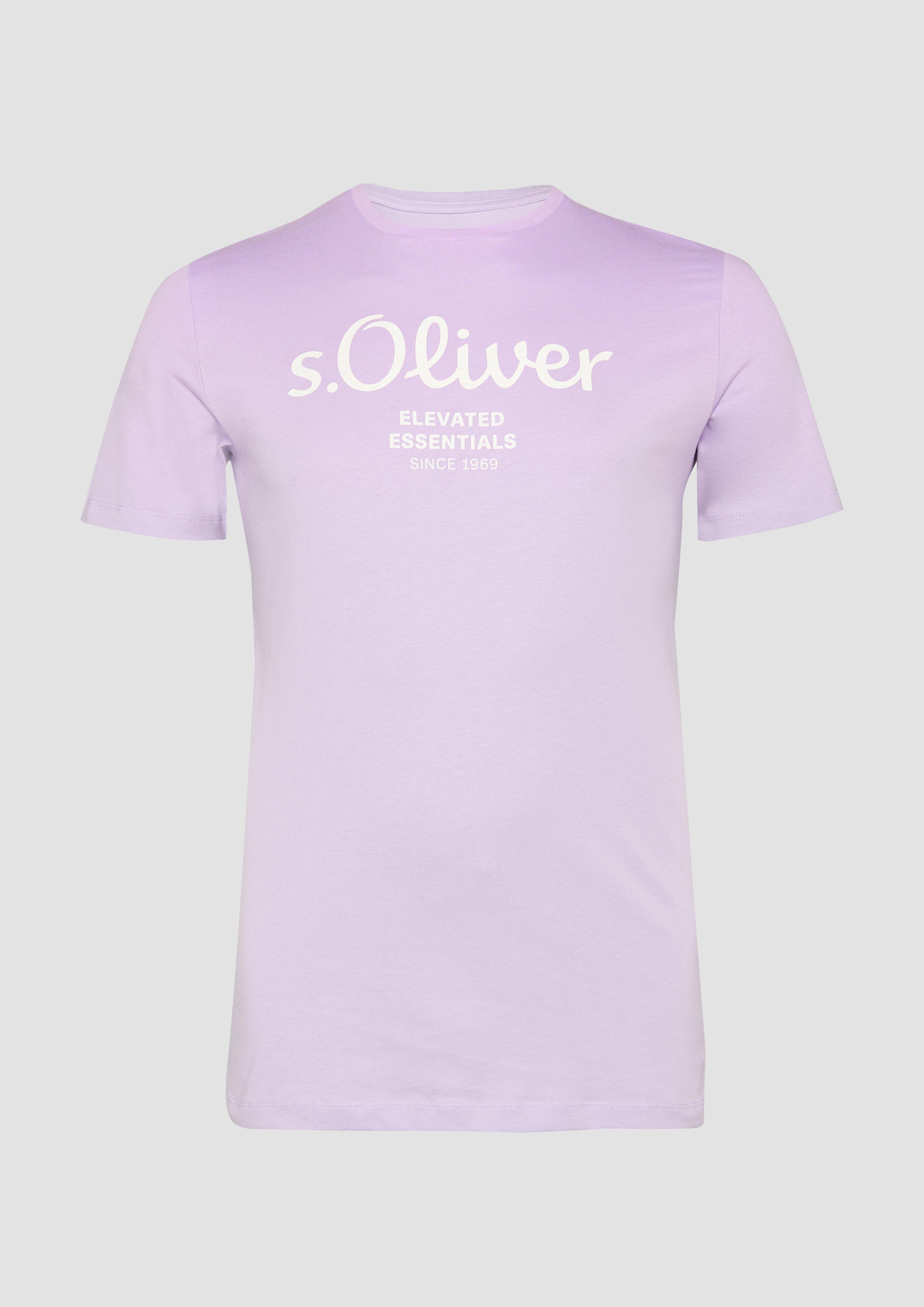 s.Oliver - T-Shirt mit Logo-Print, Herren, lila