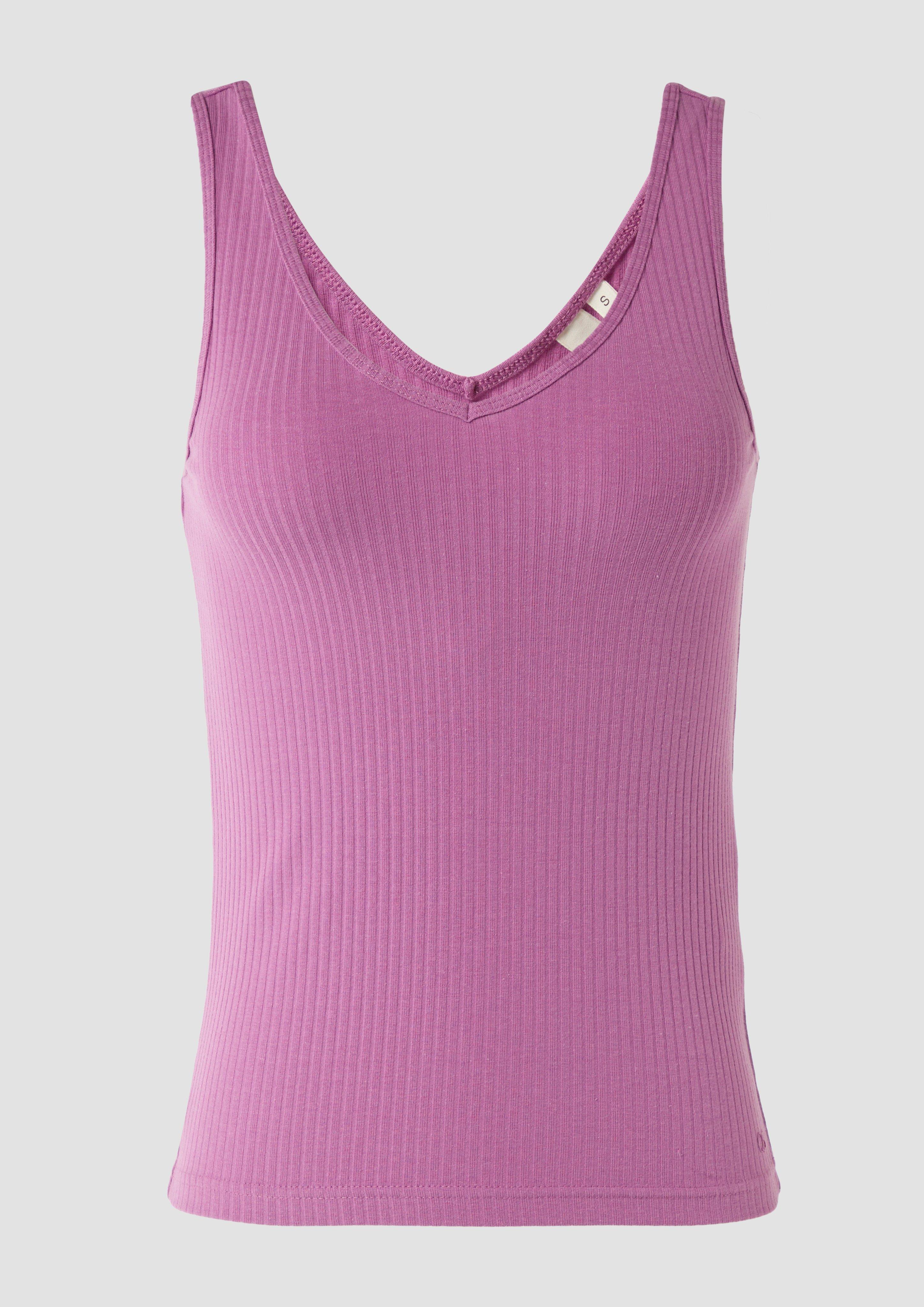 Thumbnail - QS - Geripptes Top im Slim Fit aus Modalmix, Damen, lila