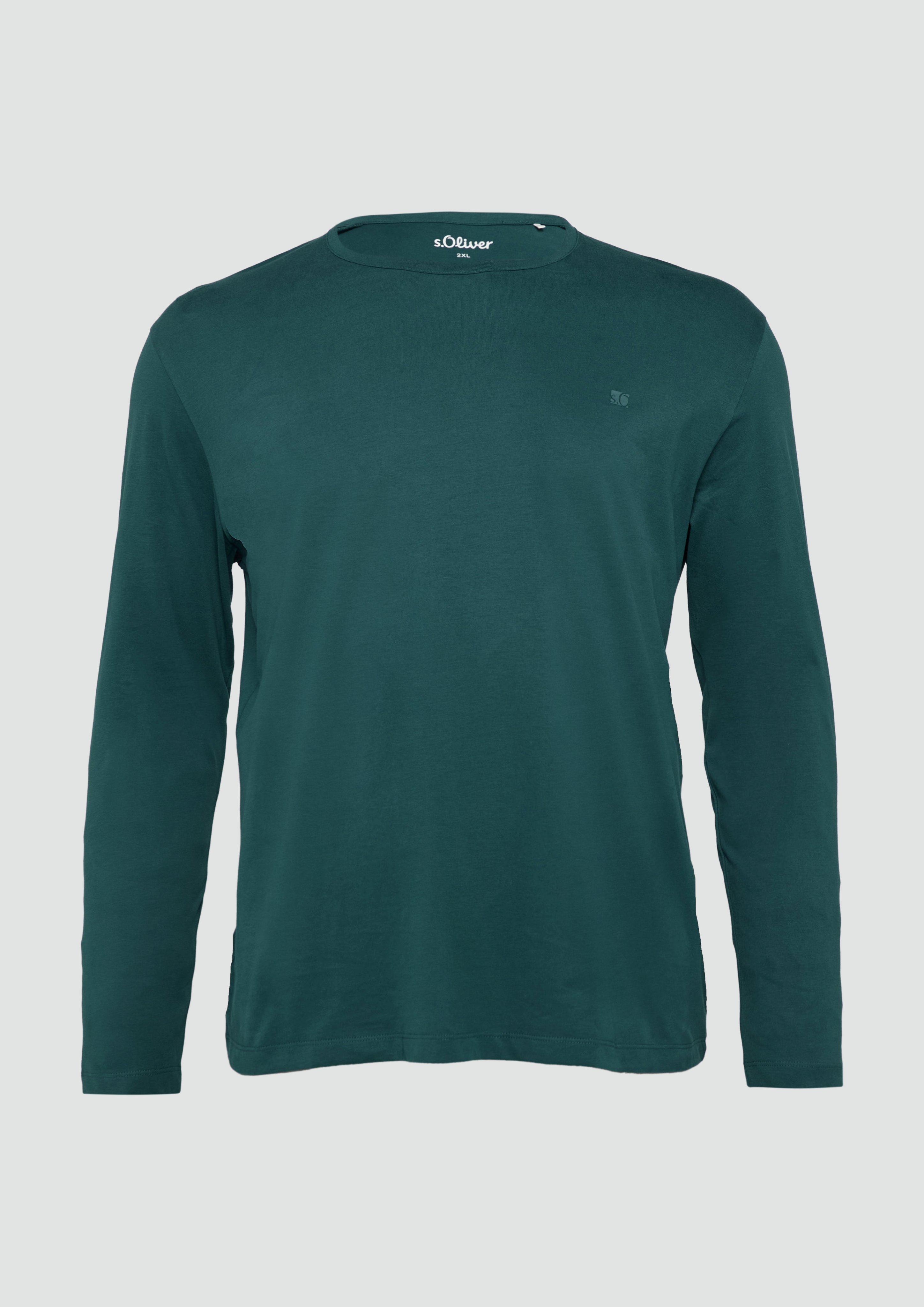 s.Oliver - Softes Longsleeve aus Jersey mit Logo-Detail, Herren, Blau