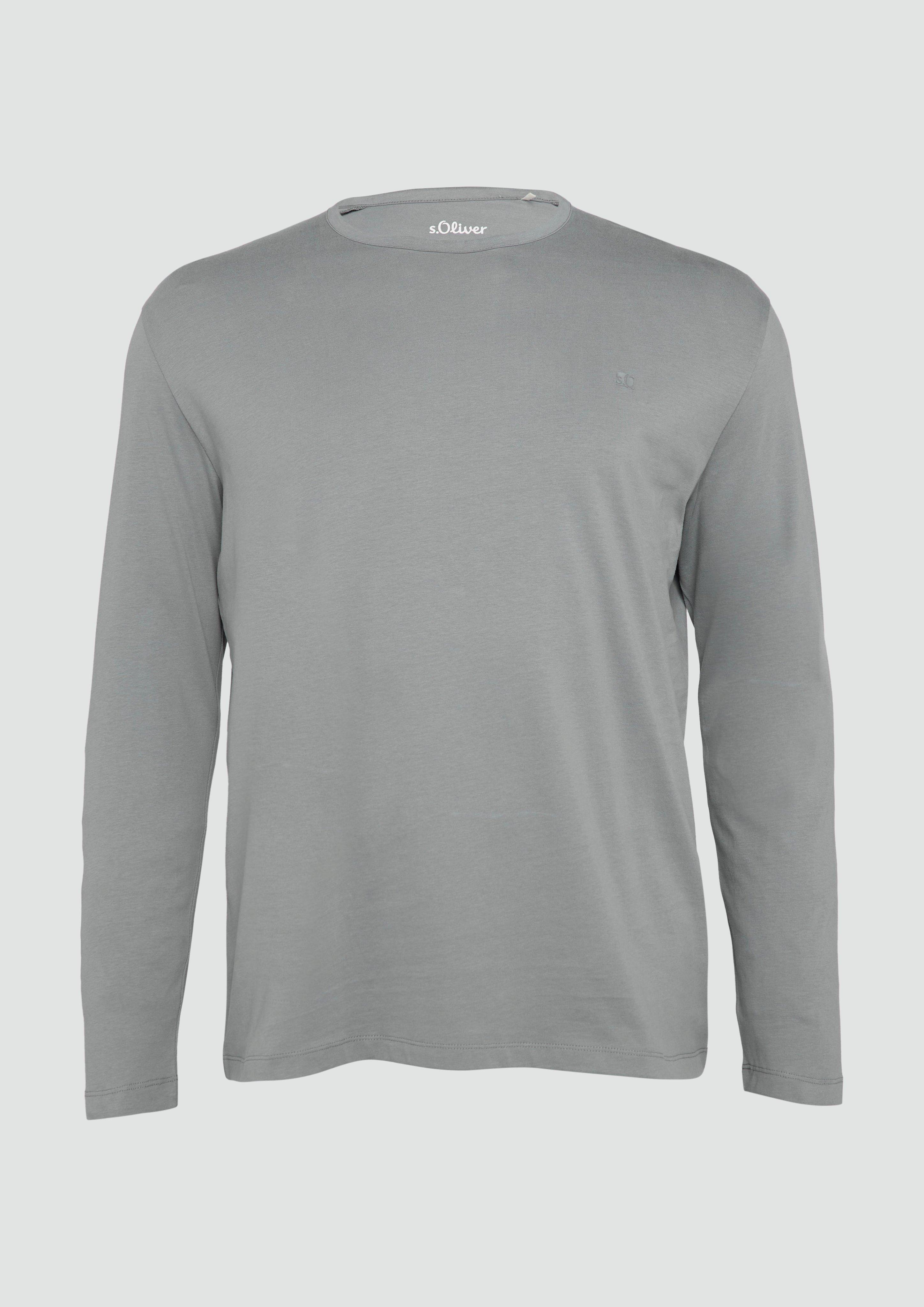 s.Oliver - Softes Longsleeve aus Jersey mit Logo-Detail, Herren, grau