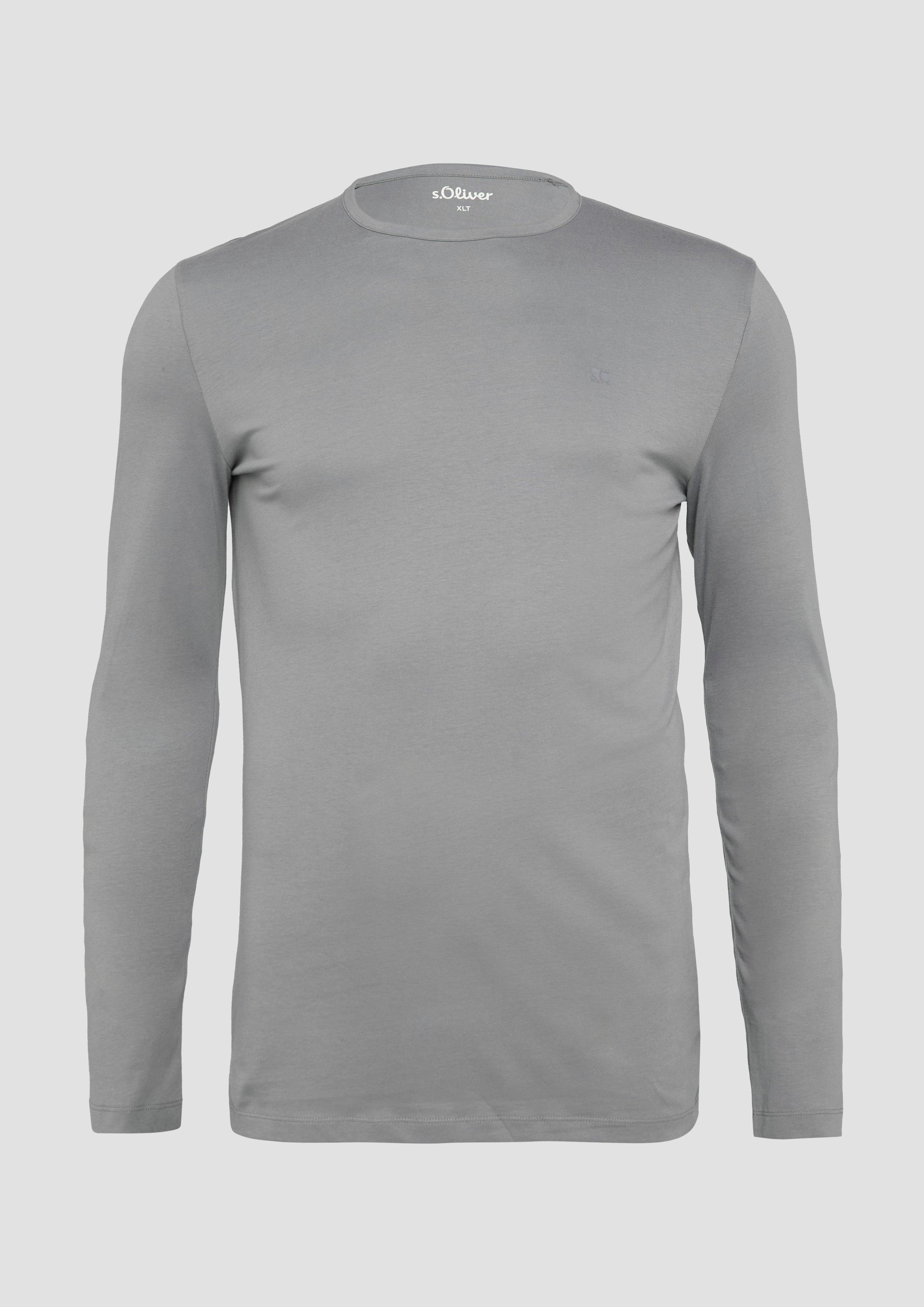 s.Oliver - Longsleeve aus Jersey mit Logo-Detail, Herren, grau