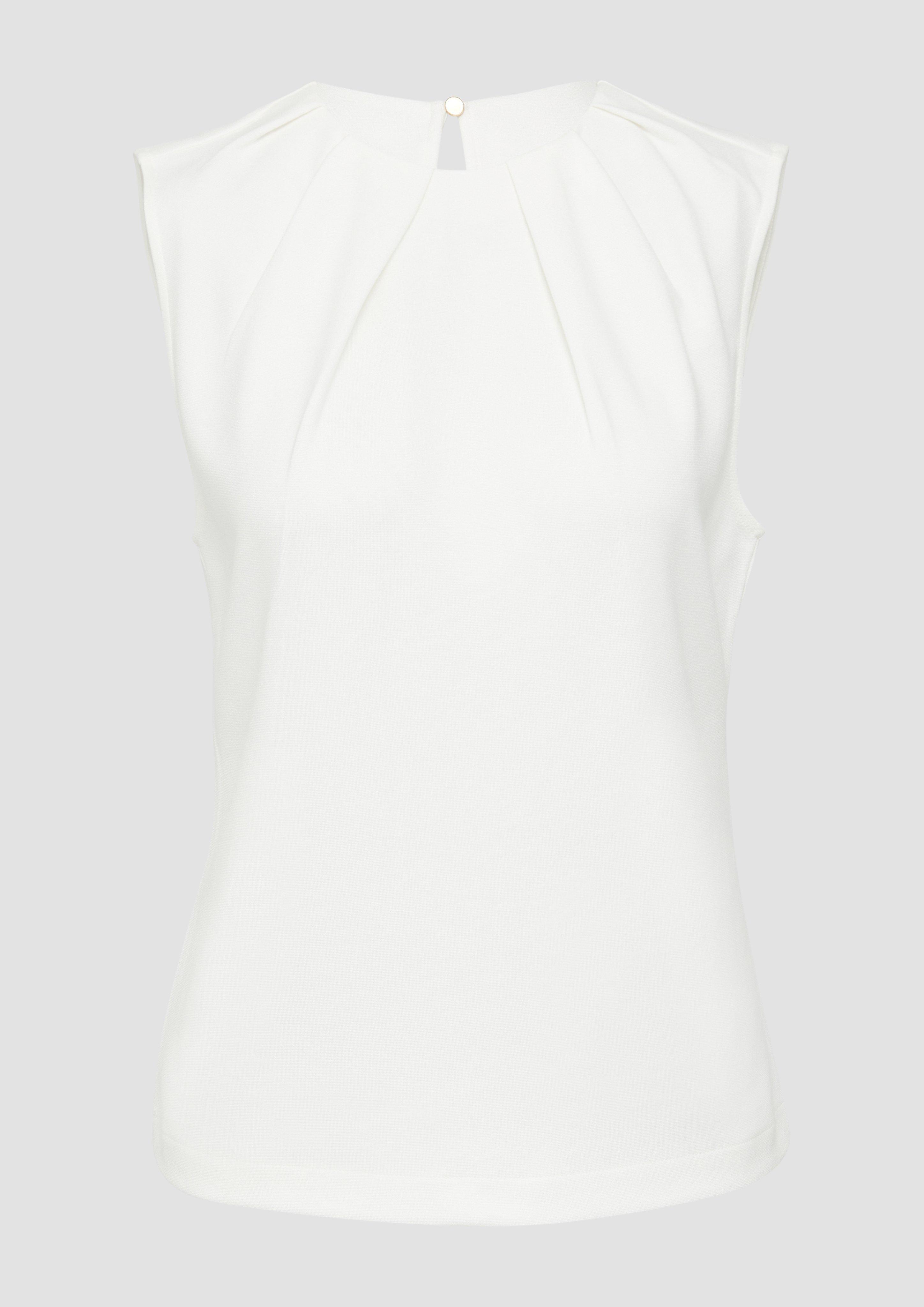 s.Oliver - Viskosemix-Top mit gelegten Faltern, Damen, creme