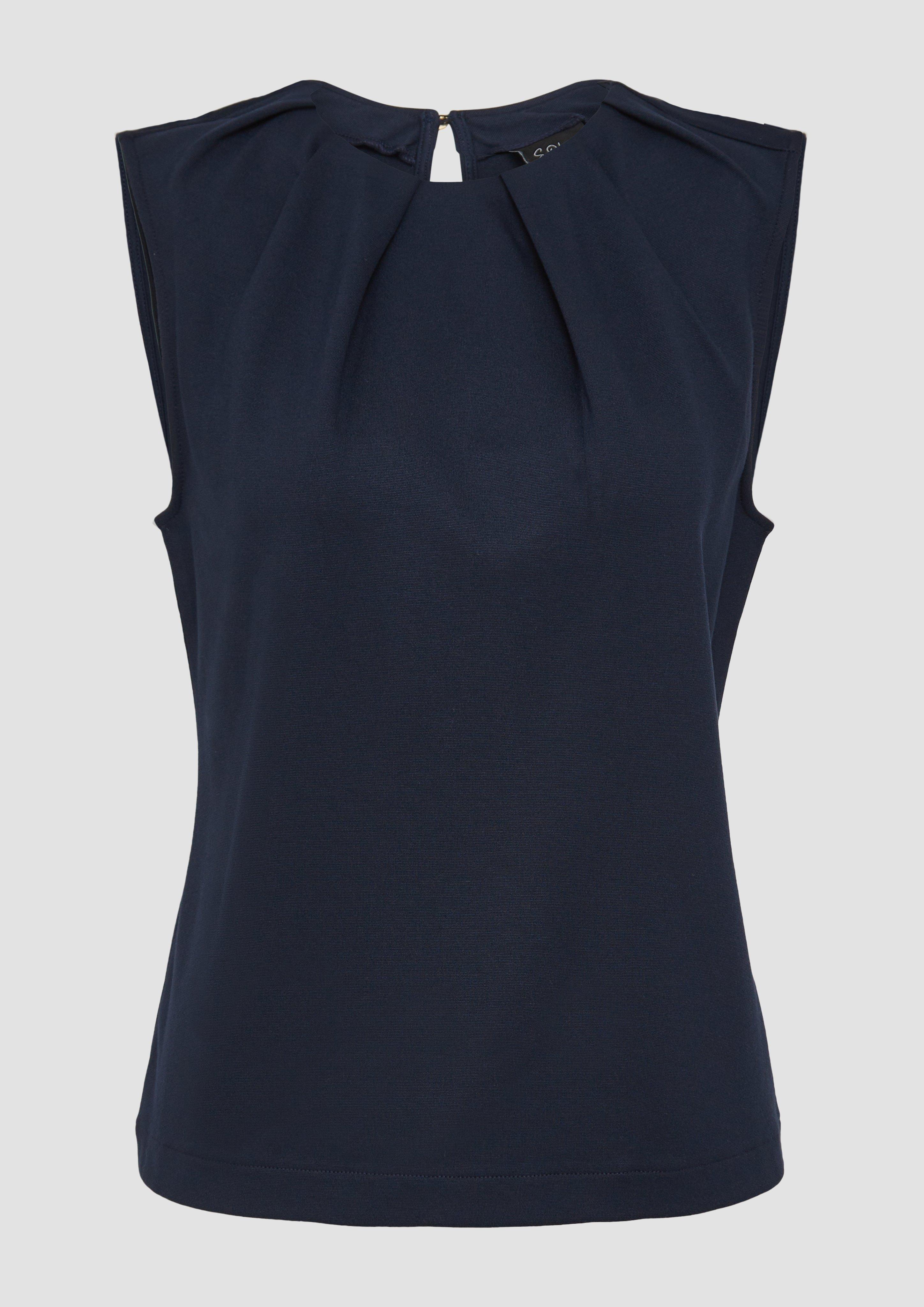 s.Oliver - Viskosemix-Top mit gelegten Faltern, Damen, blau