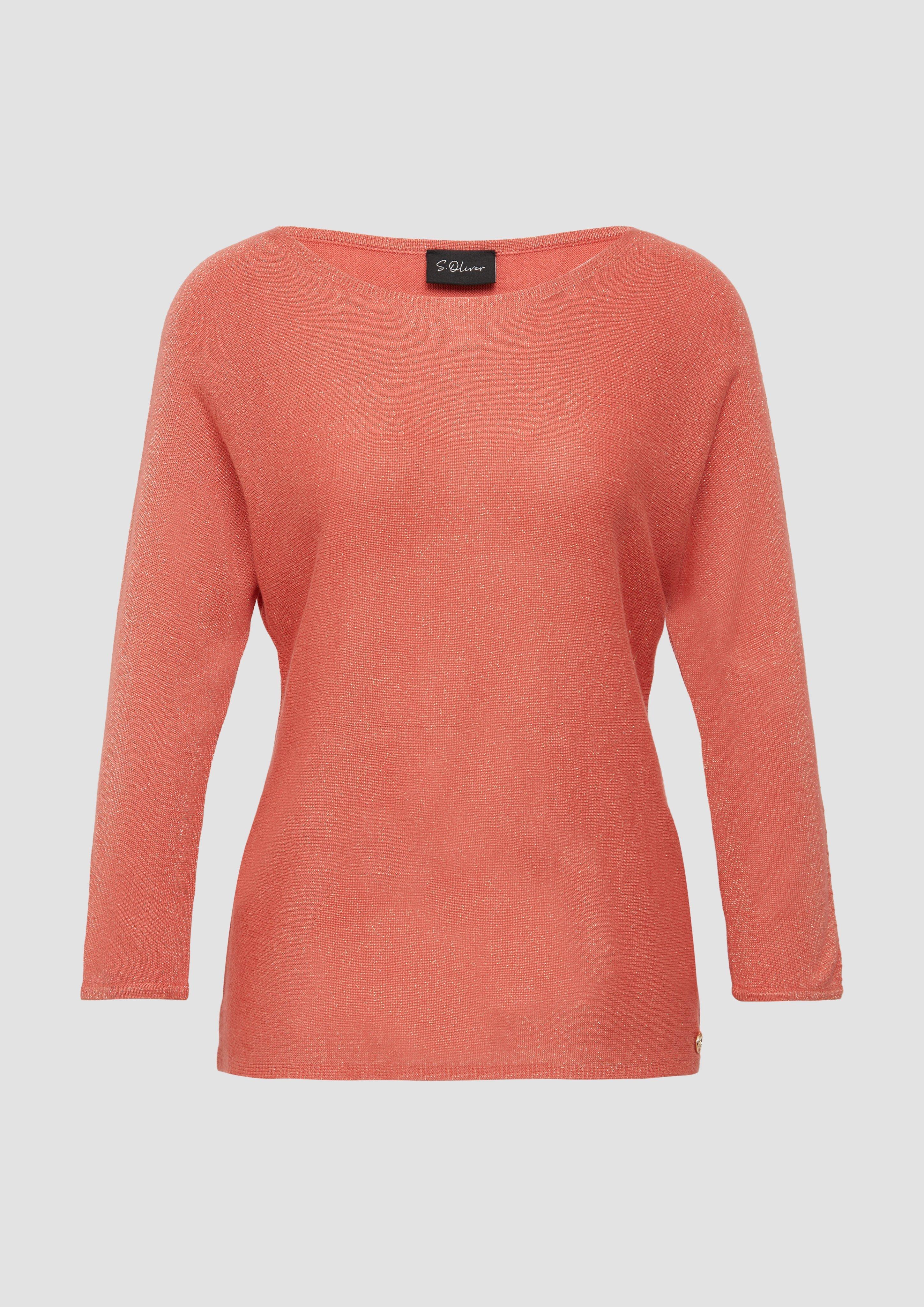 s.Oliver - Feinstrickpullover mit Glitzergarn und Fledermausärmeln, Damen, rot