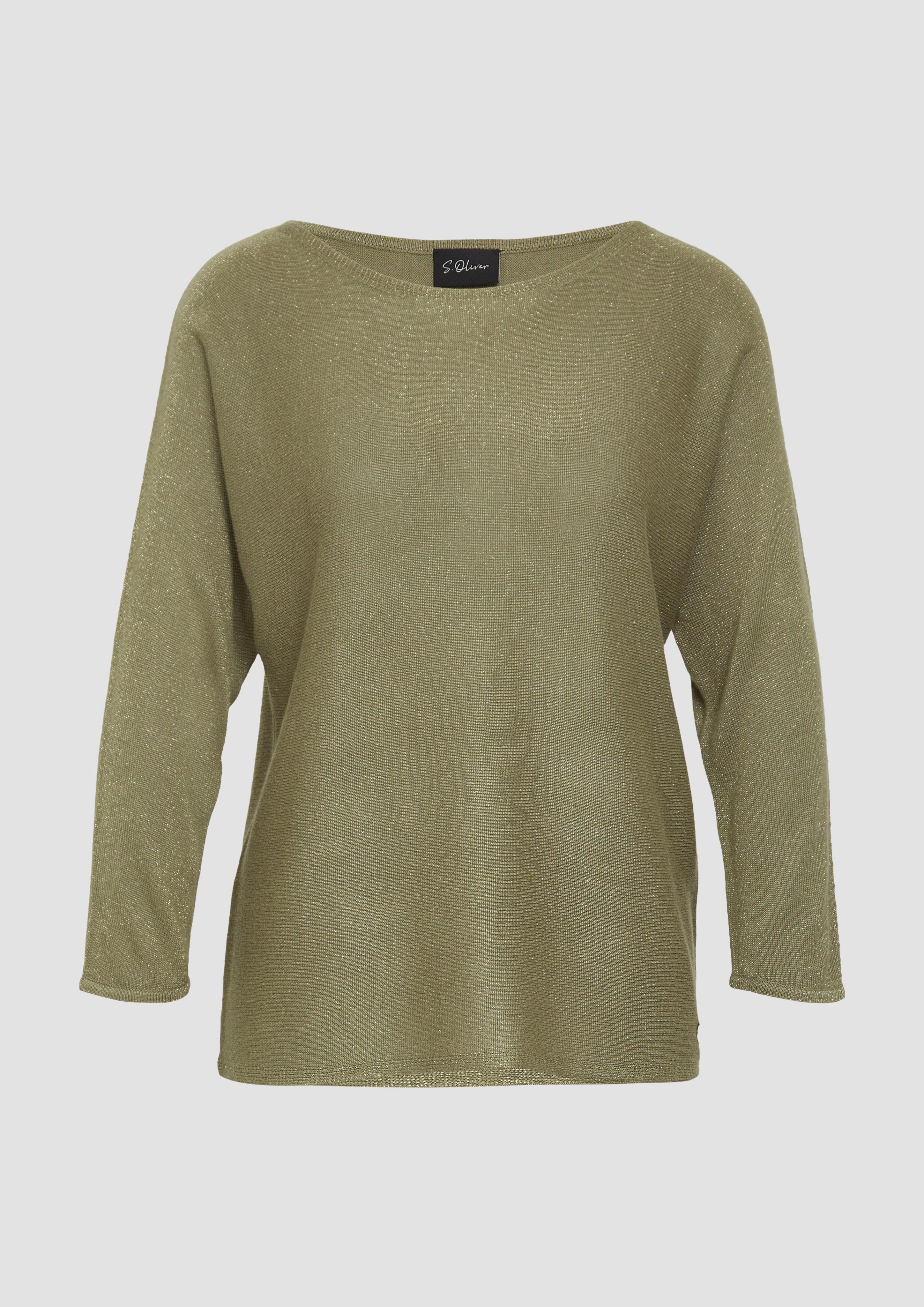 s.Oliver - Feinstrickpullover mit Glitzergarn und Fledermausärmeln, Damen, Grün