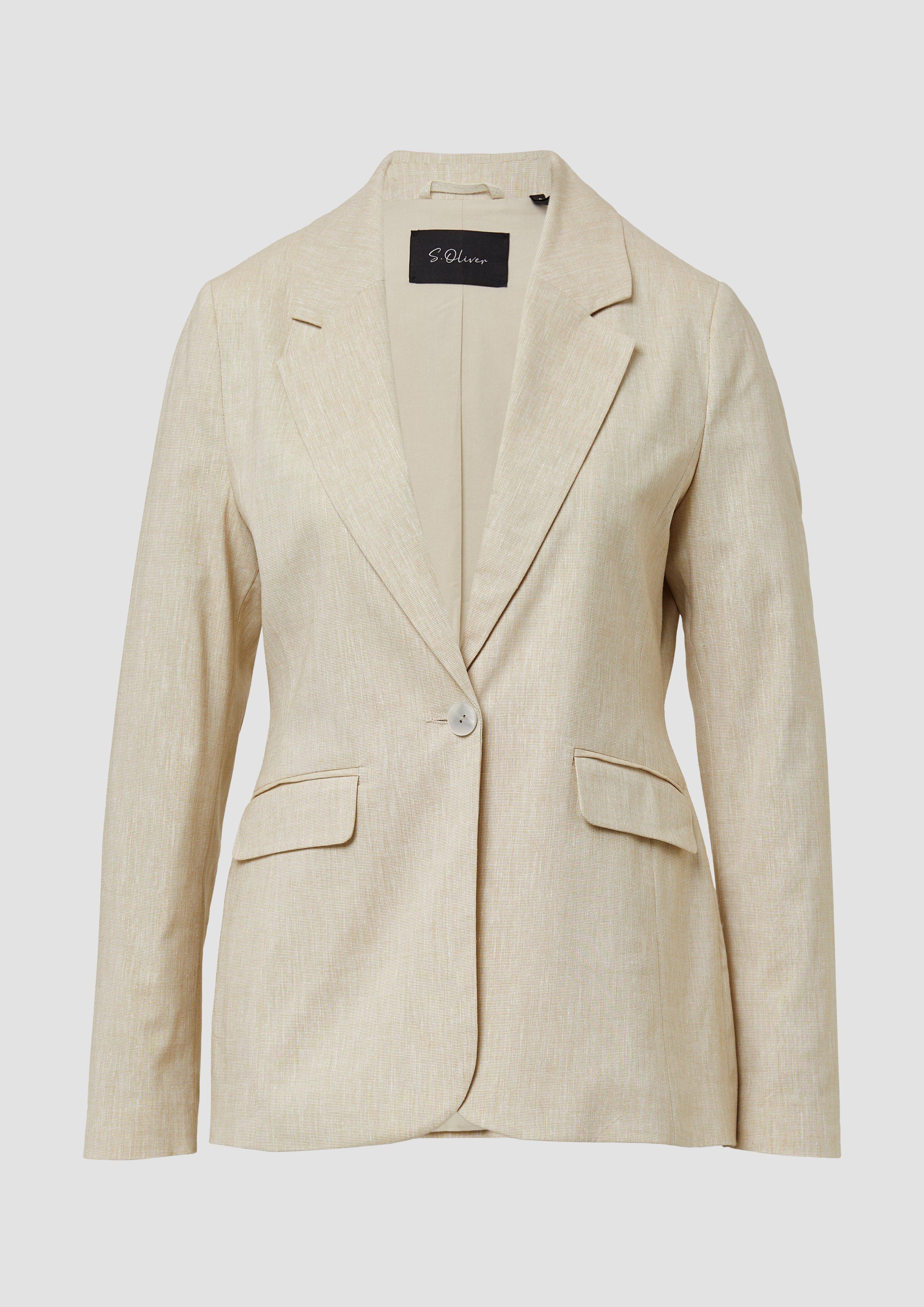 s.Oliver - Slim-Fit-Blazer aus Leinenmix, Damen, Beige