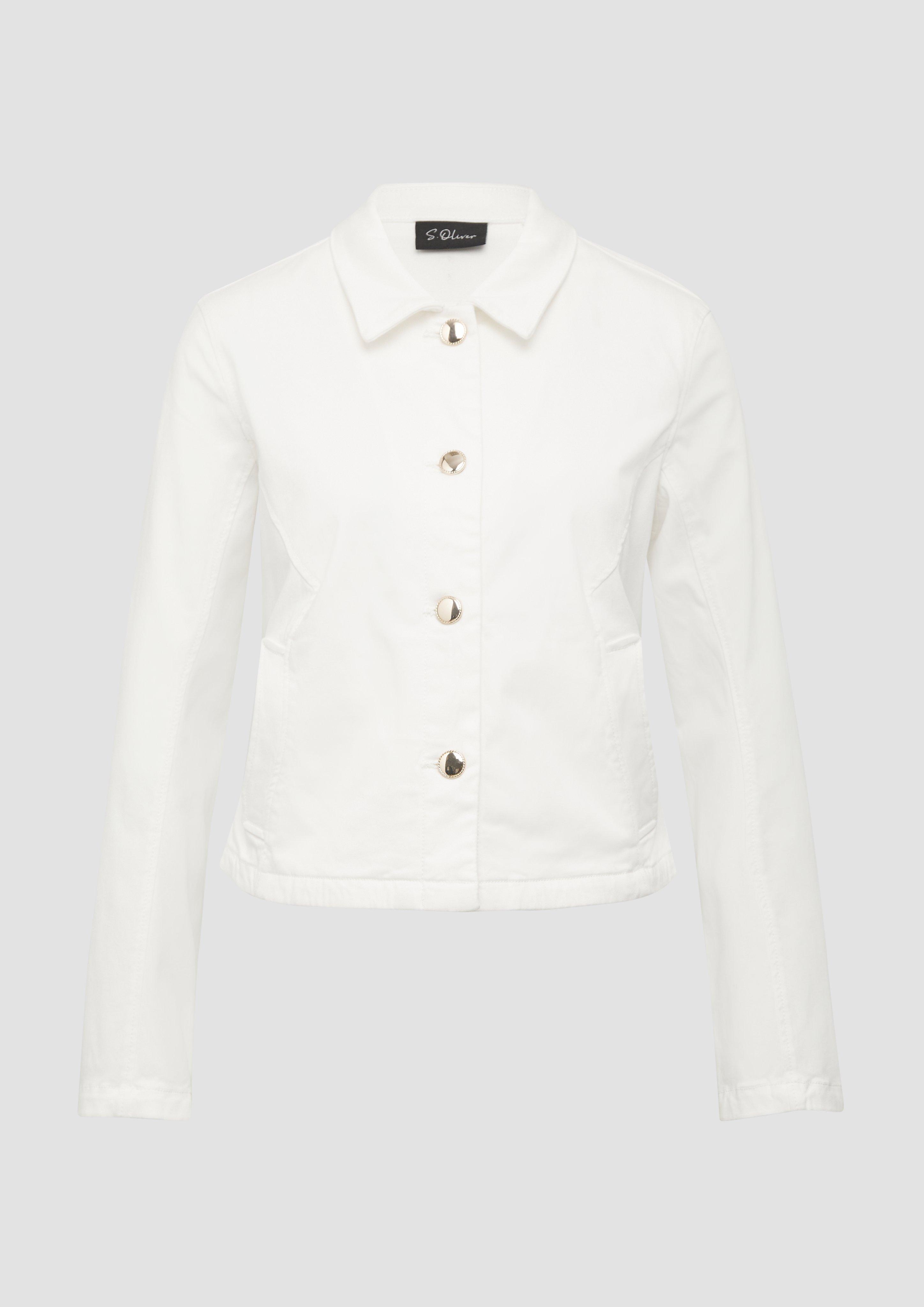 s.Oliver - Verkürzte Jeansjacke mit Hemdkragen, Damen, creme