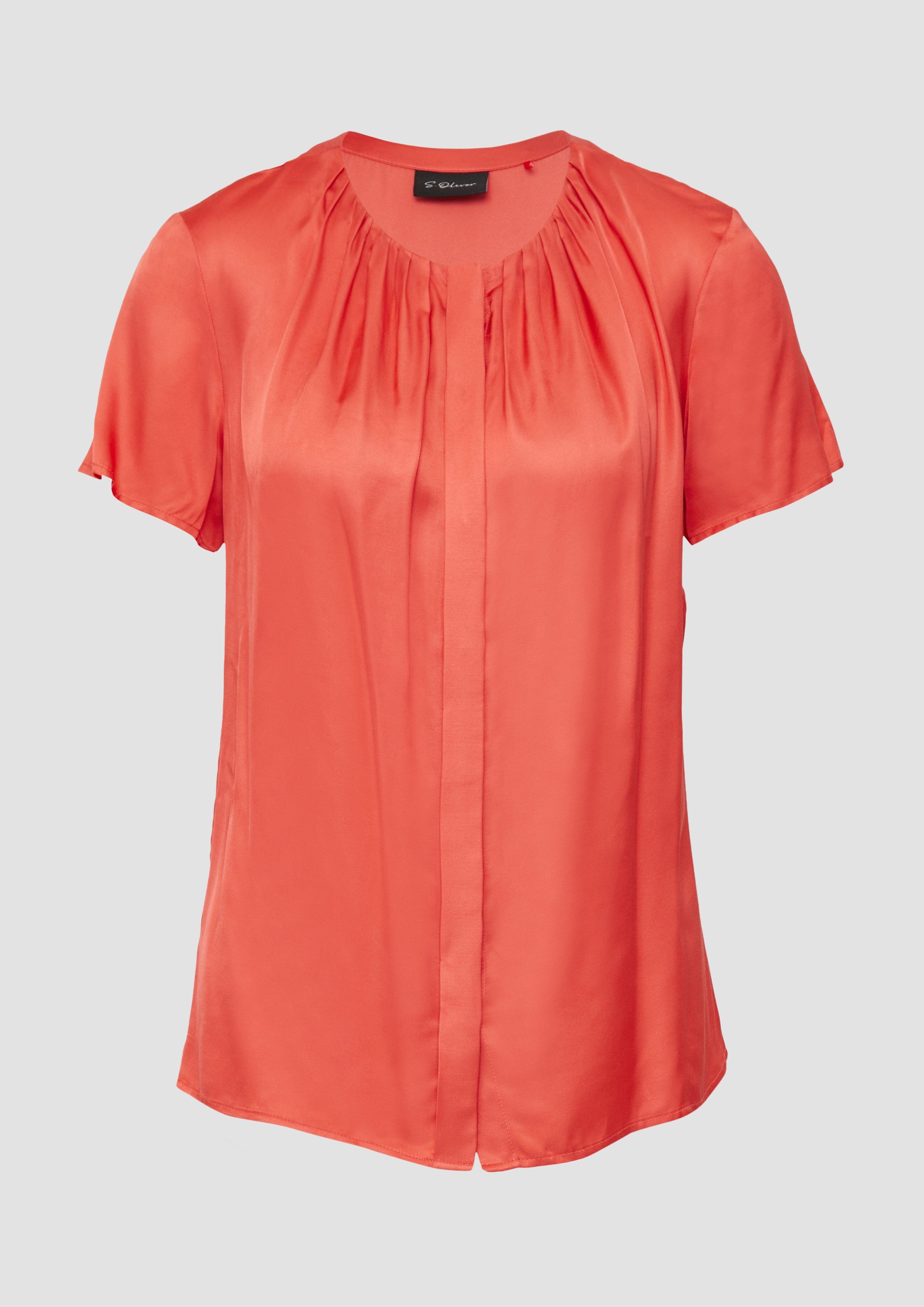 s.Oliver - Satinbluse aus Viskose mit verdeckter Knopfleiste, Damen, rot