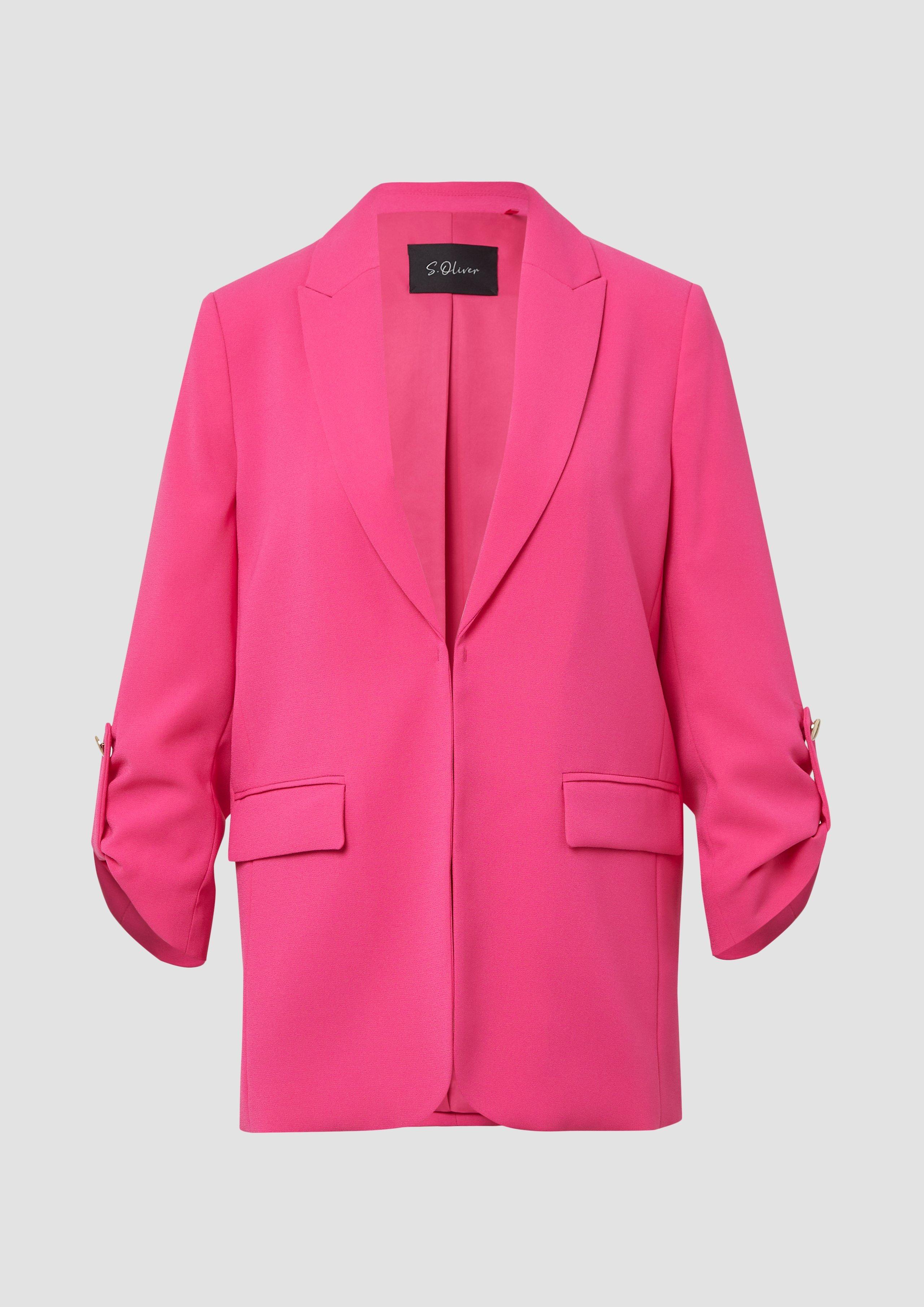 s.Oliver - Crêpe-Blazer mit 3/4-Ärmeln und Raff-Details, Damen, Rosa