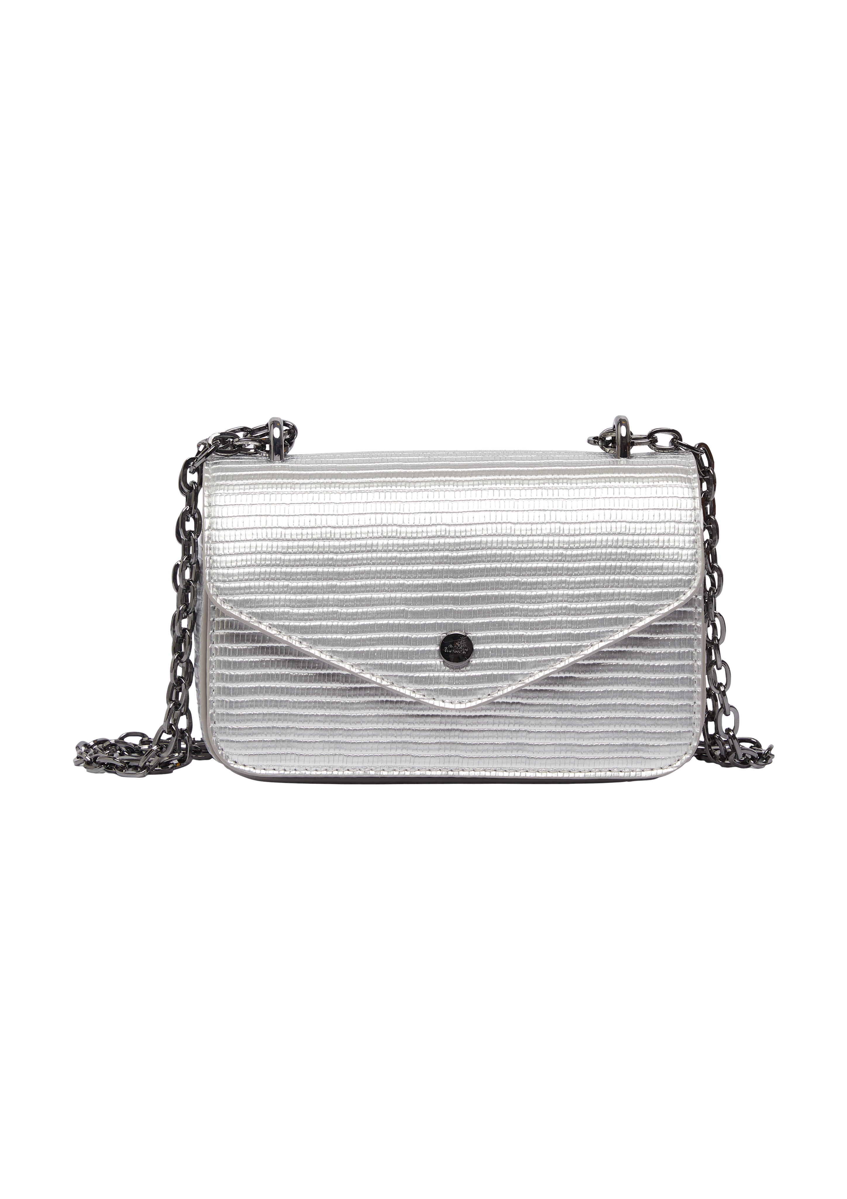 s.Oliver - Handliche Envelope-Bag mit Ketten-Schultergurt und Überschlag mit Magnetverschluss, Damen, silber