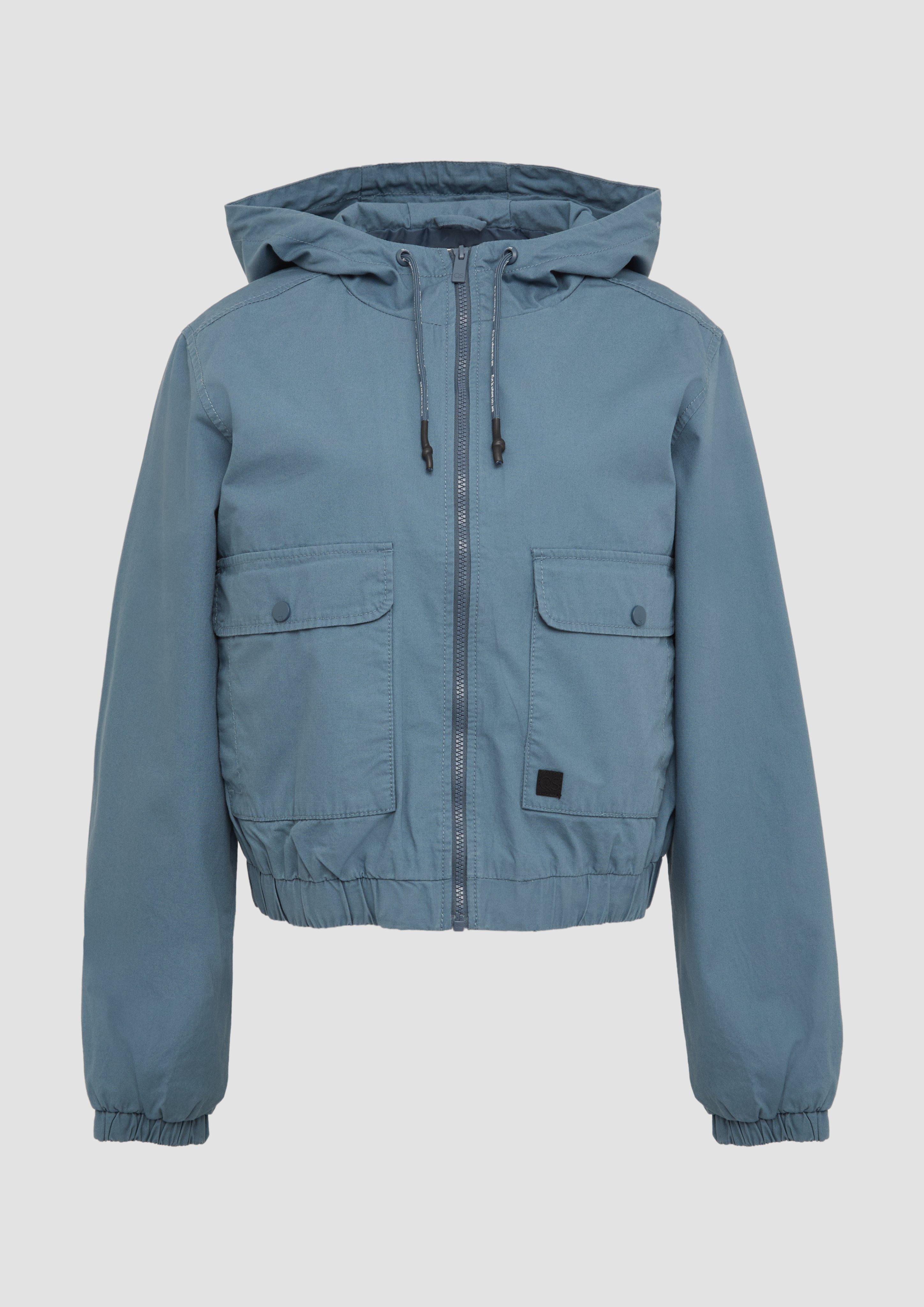 QS - Blouson aus Baumwolle mit Kapuze, Damen, blau