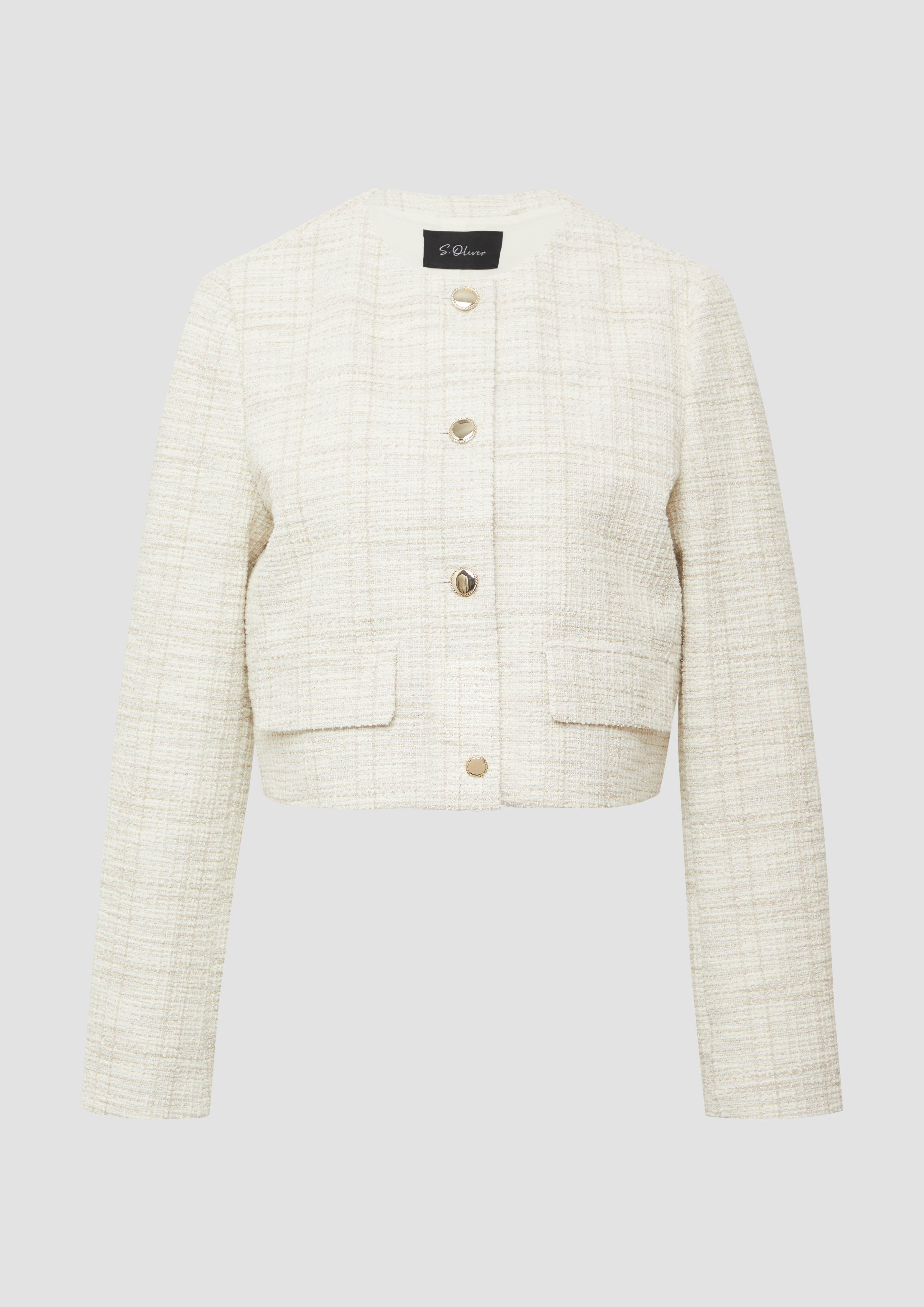 s.Oliver - Eleganter Bouclé-Blouson mit Glitzergarn, Damen, creme