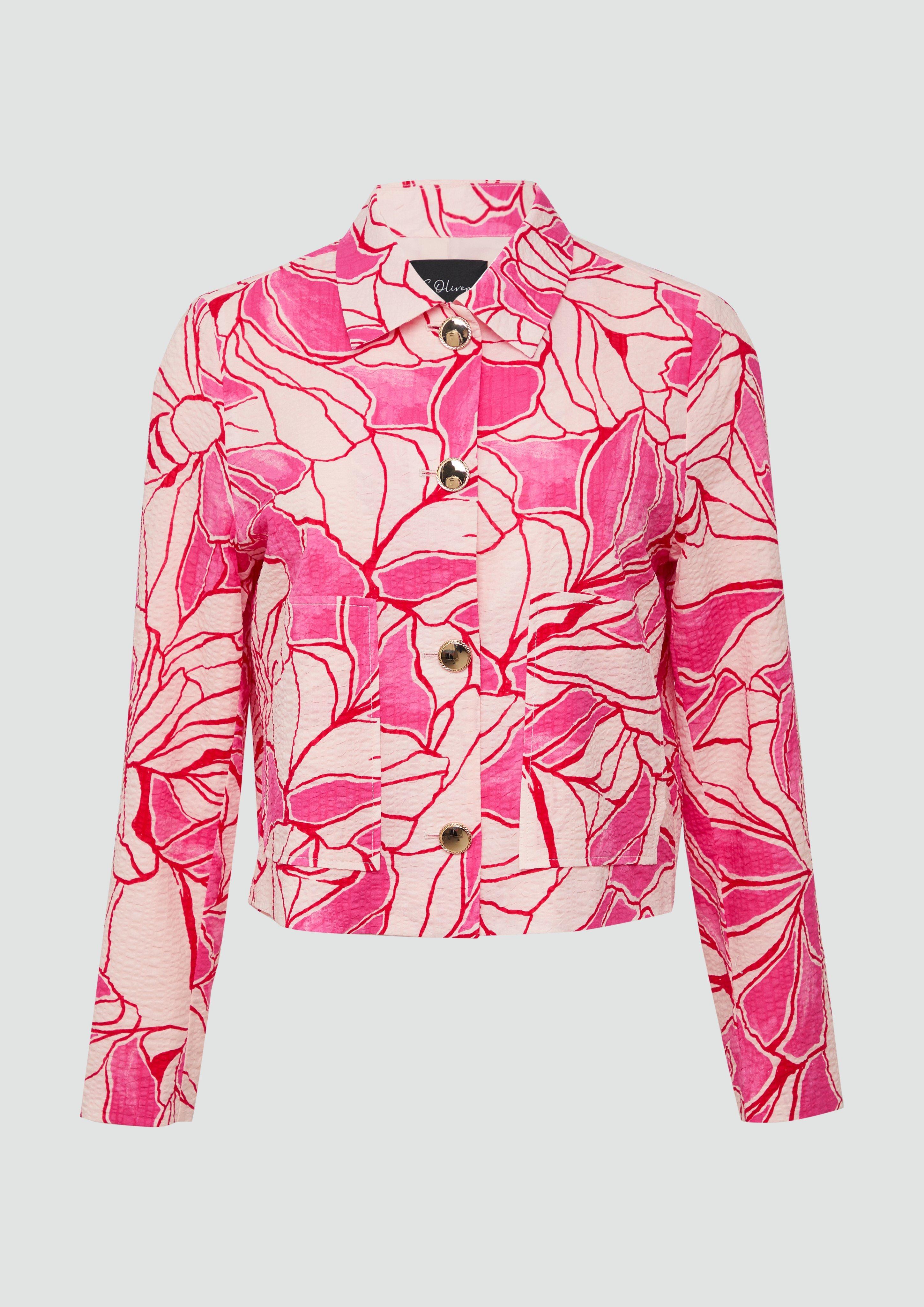 s.Oliver - Strukturierte Jacke mit All-over-Print, Damen, pink|beige