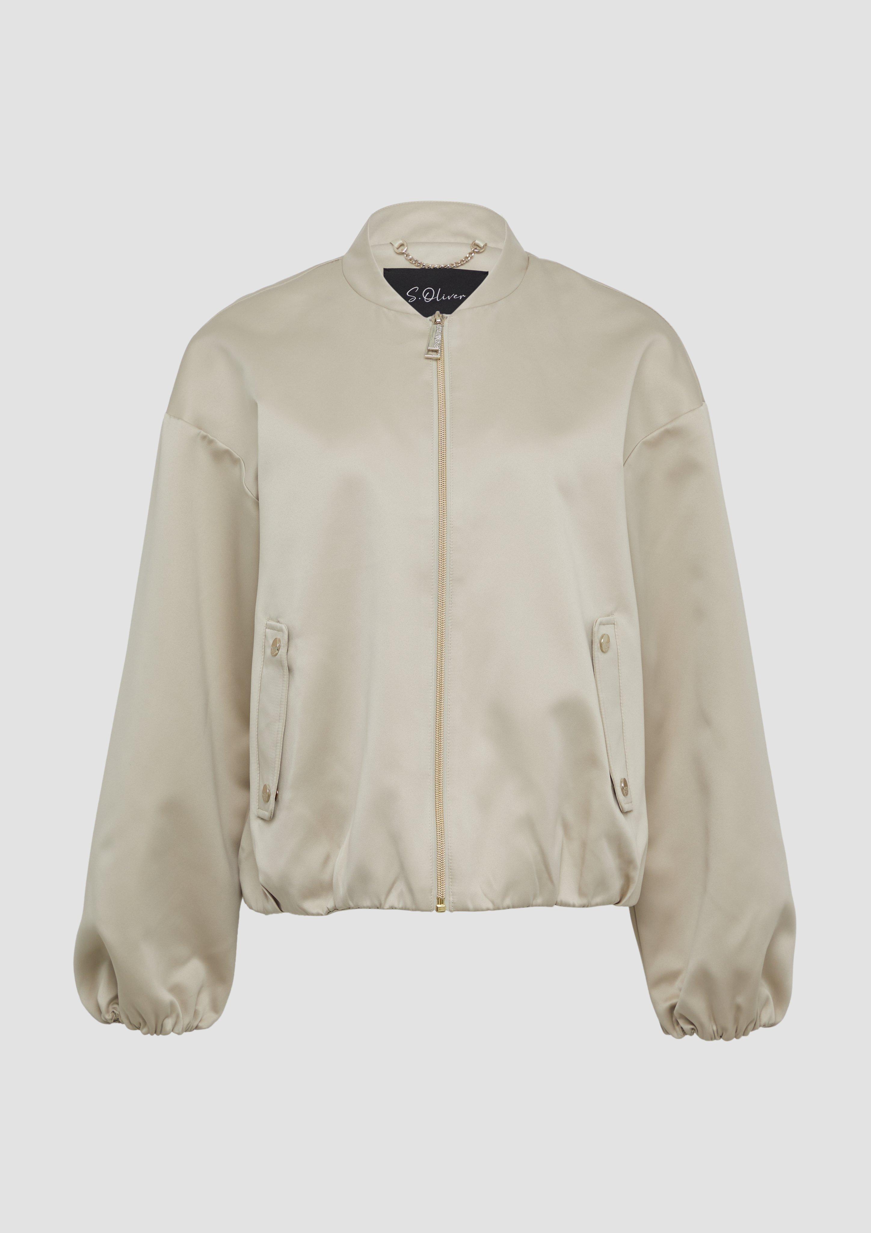 s.Oliver - Satinierter Oversize-Blouson mit elastischem Saum, Damen, Beige