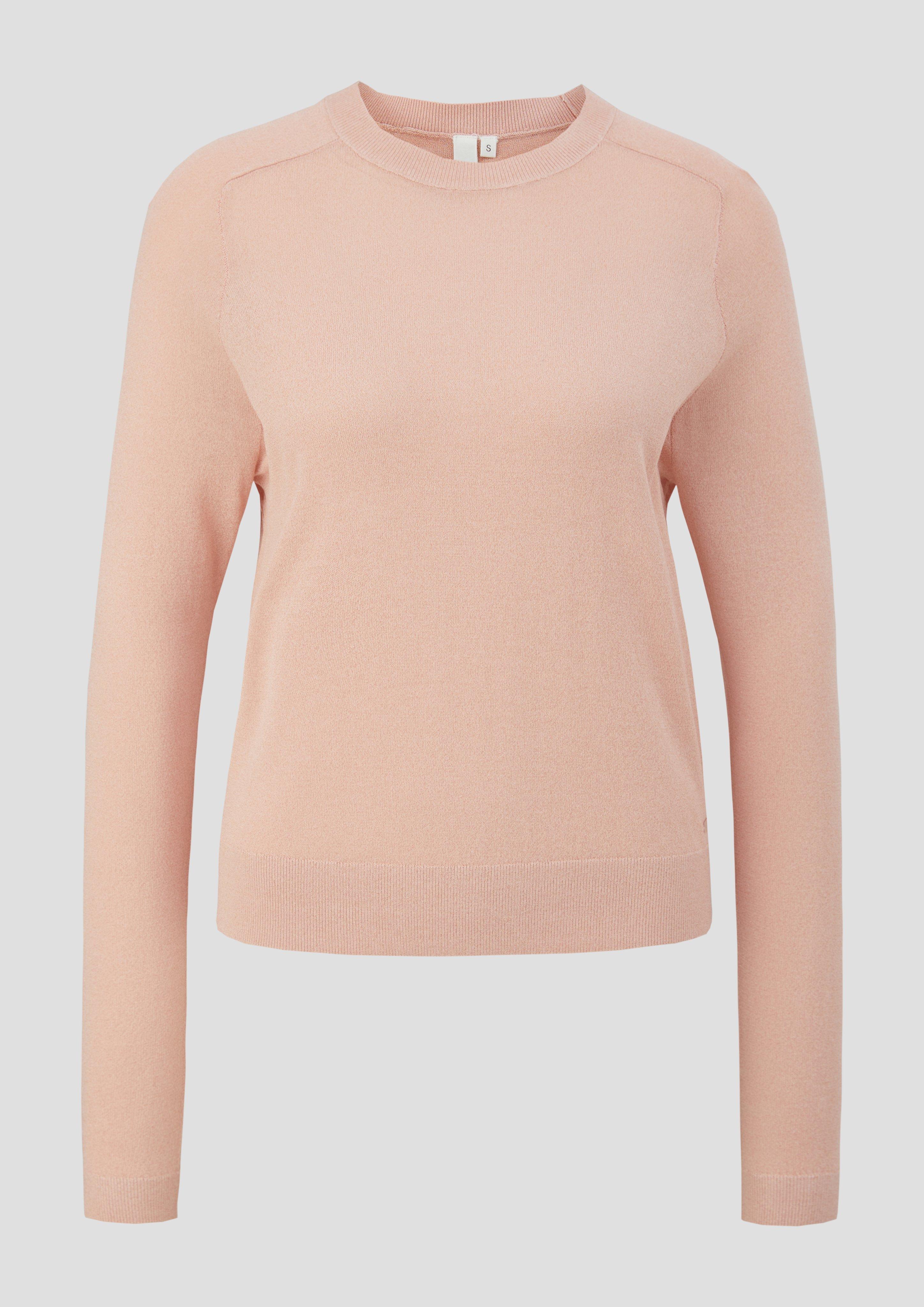 QS - Feinstrickpullover in Glitzeroptik, Damen, Rosa