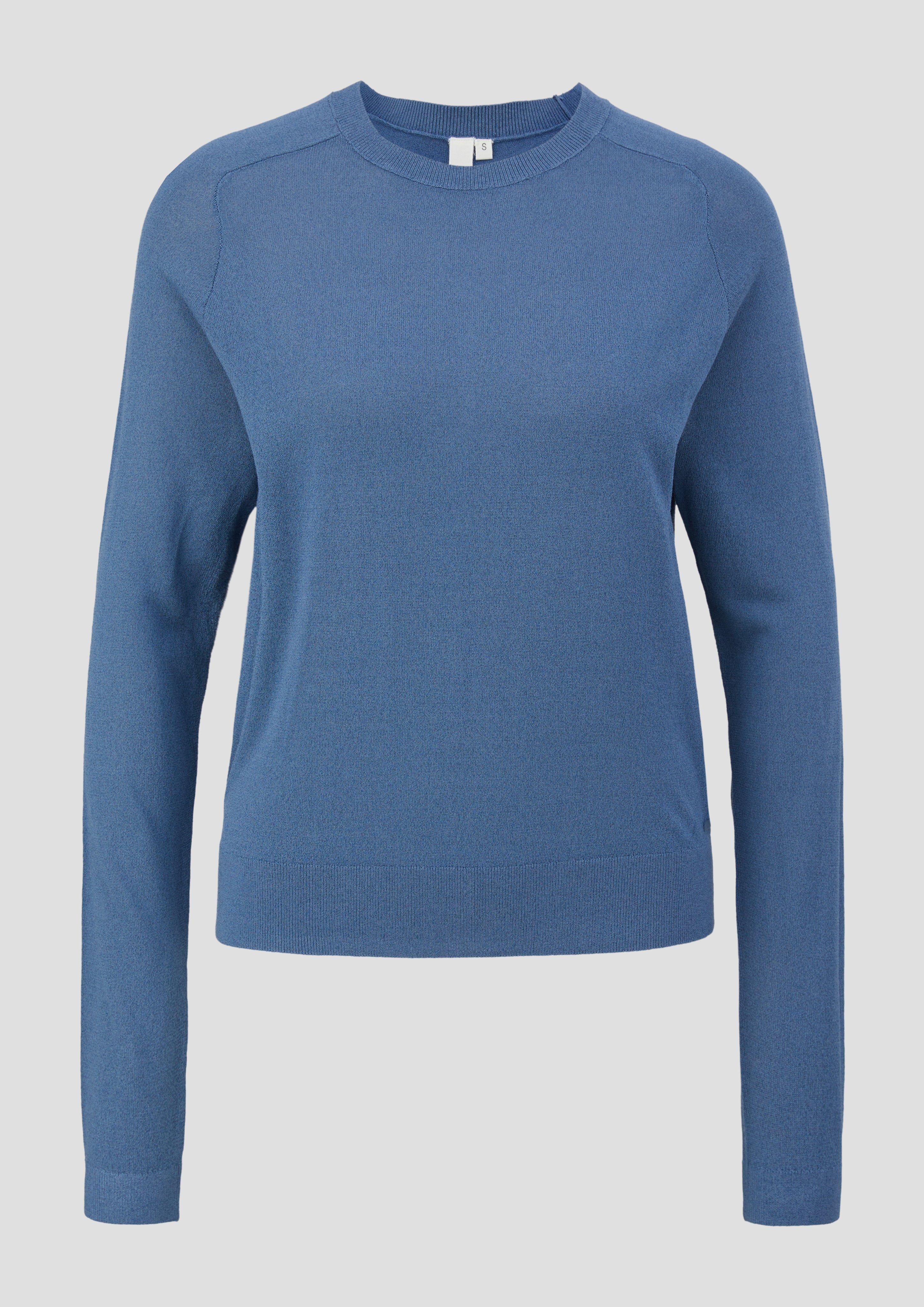 QS - Feinstrickpullover in Glitzeroptik, Damen, blau