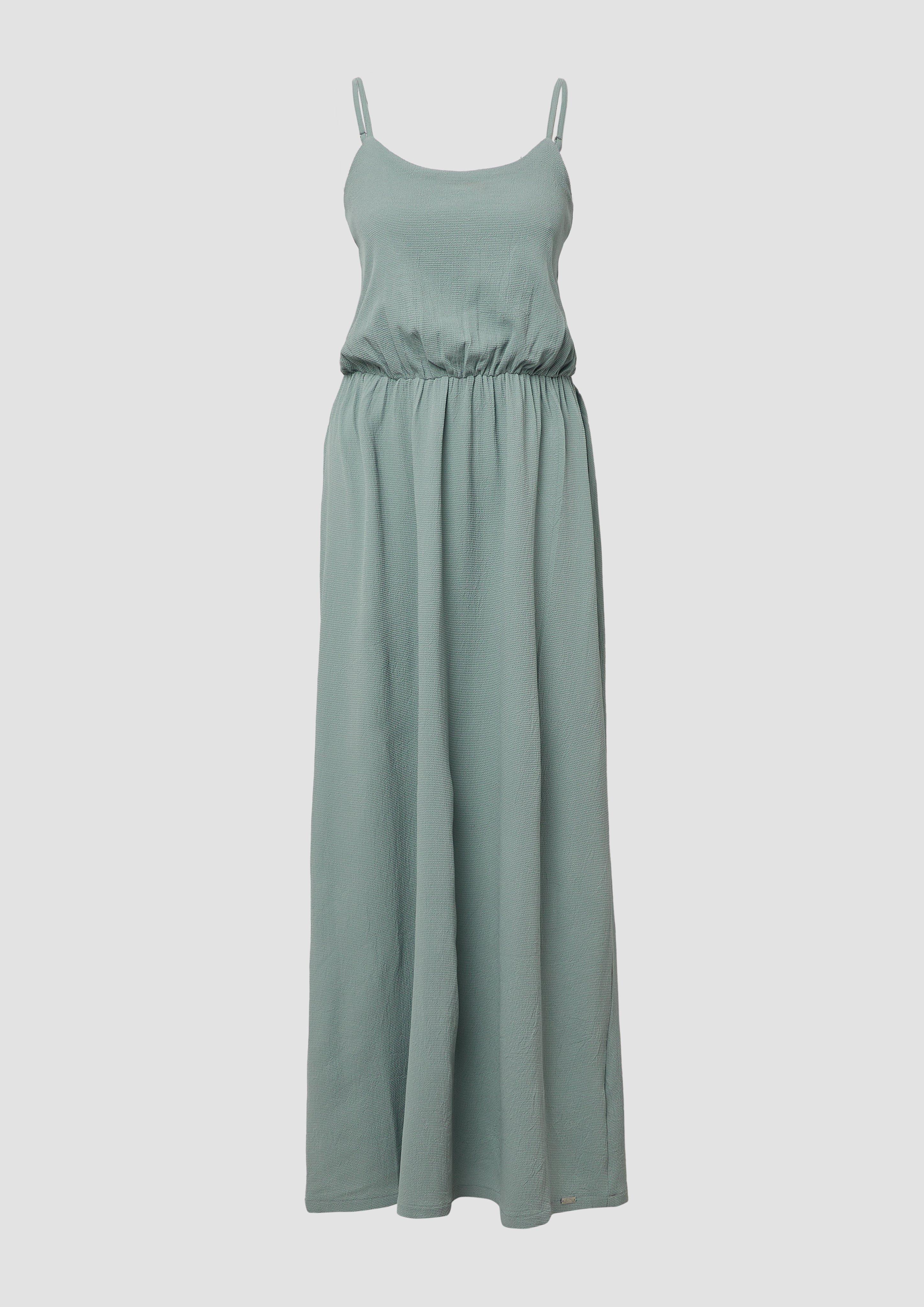QS - Langes Kleid mit Spaghettiträgern, Damen, grün