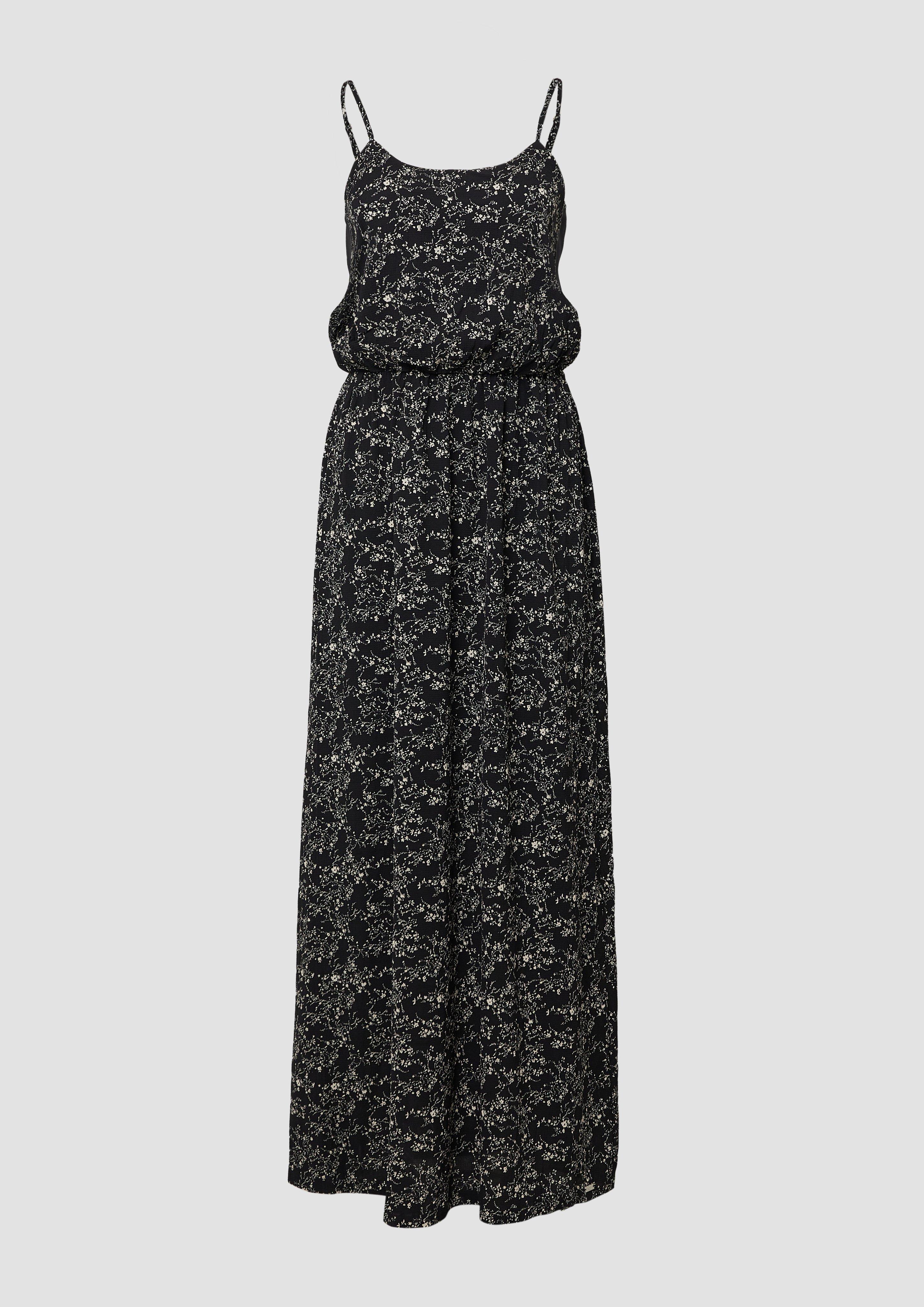 QS - Langes Kleid mit Spaghettiträgern, Damen, schwarz