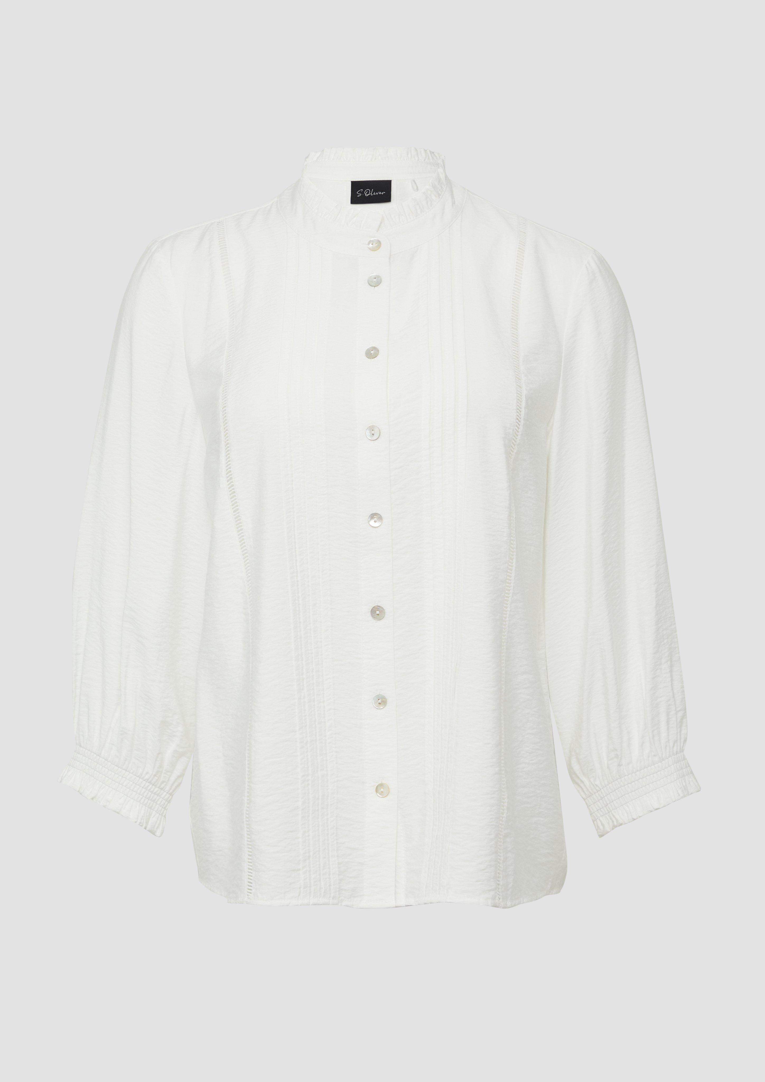 s.Oliver - Bluse mit Rüschenkragen und Biesenfalten, Damen, creme