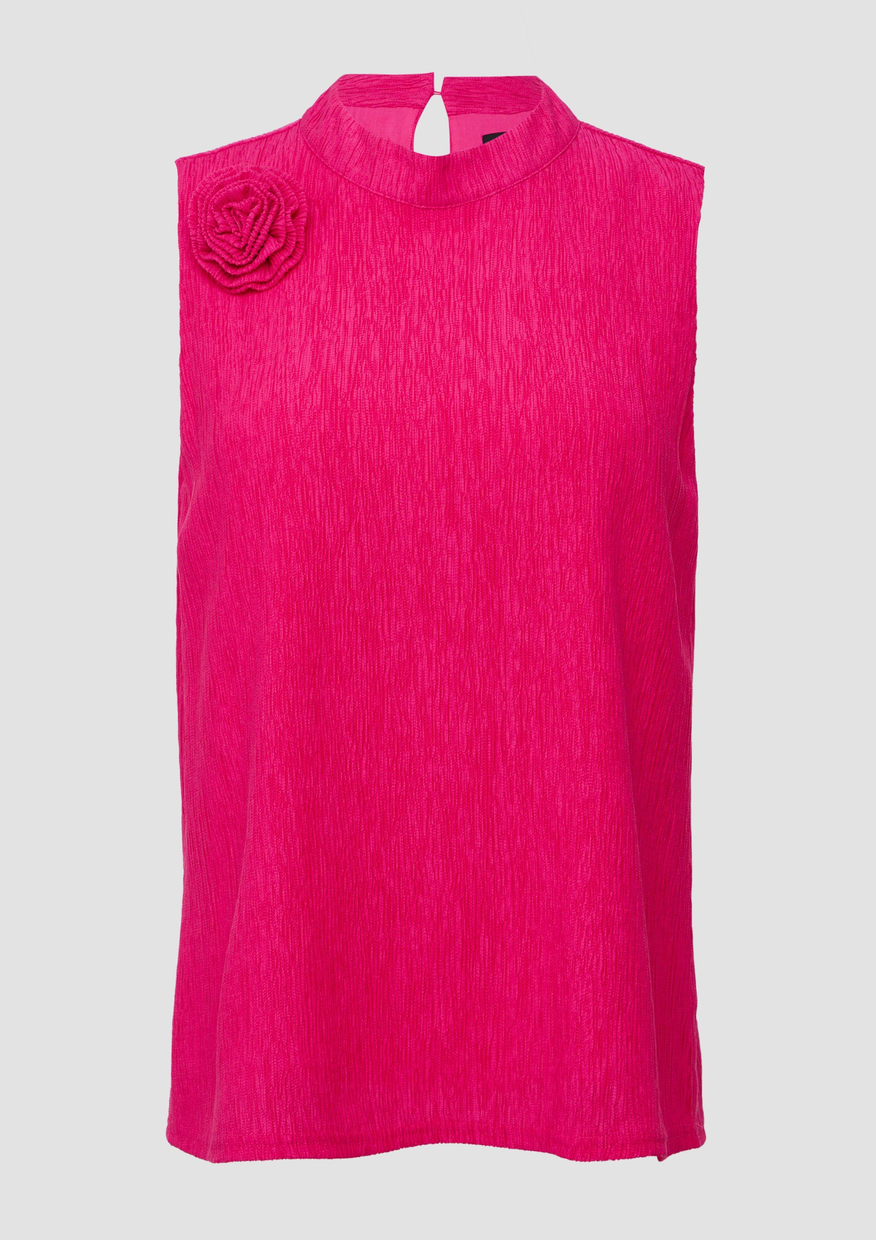 s.Oliver - Strukturiertes Blusentop mit abnehmbarer Brosche, Damen, Rosa