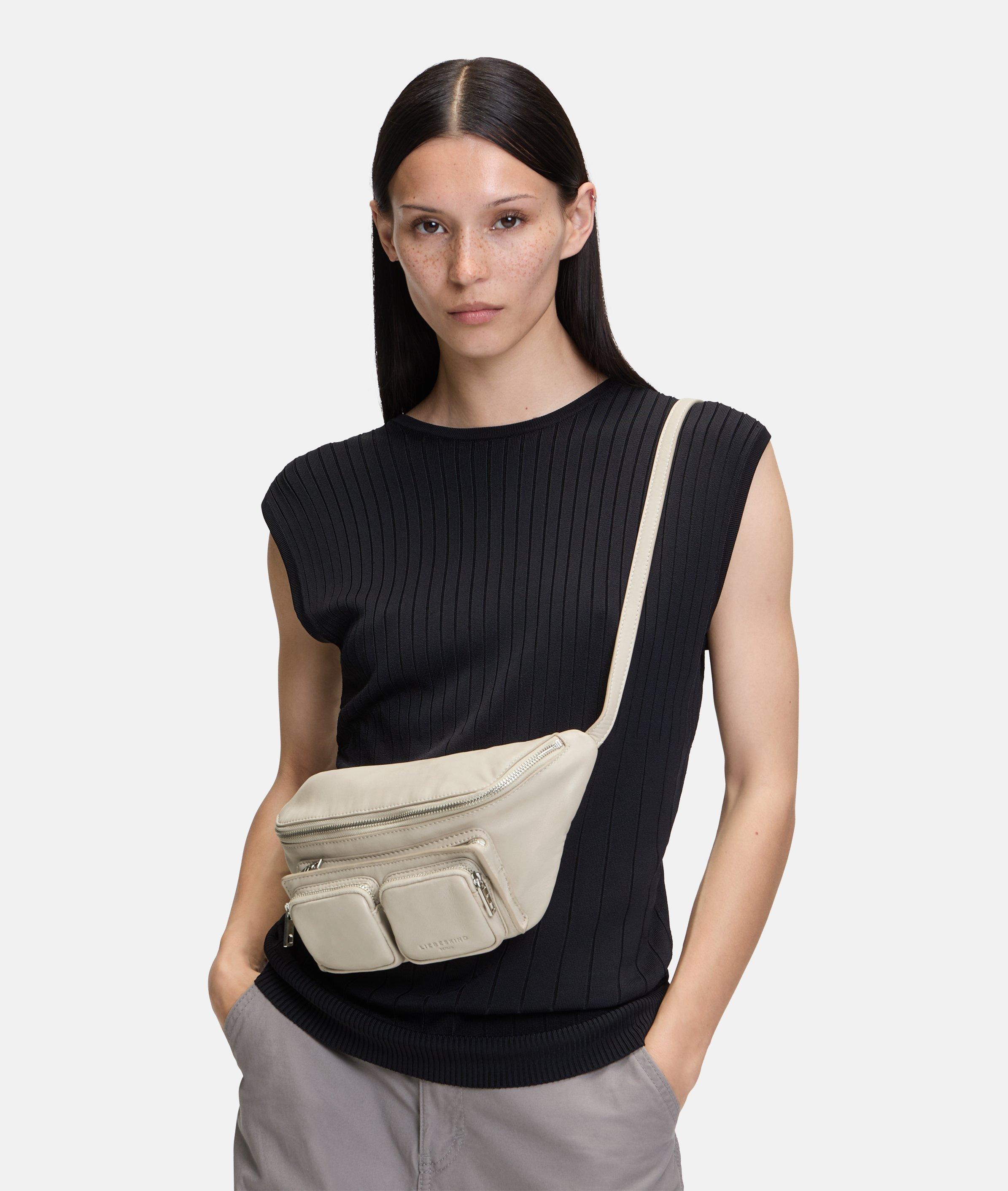 Maia Belt-Bag M in creme, schwarz, braun, grau & rot