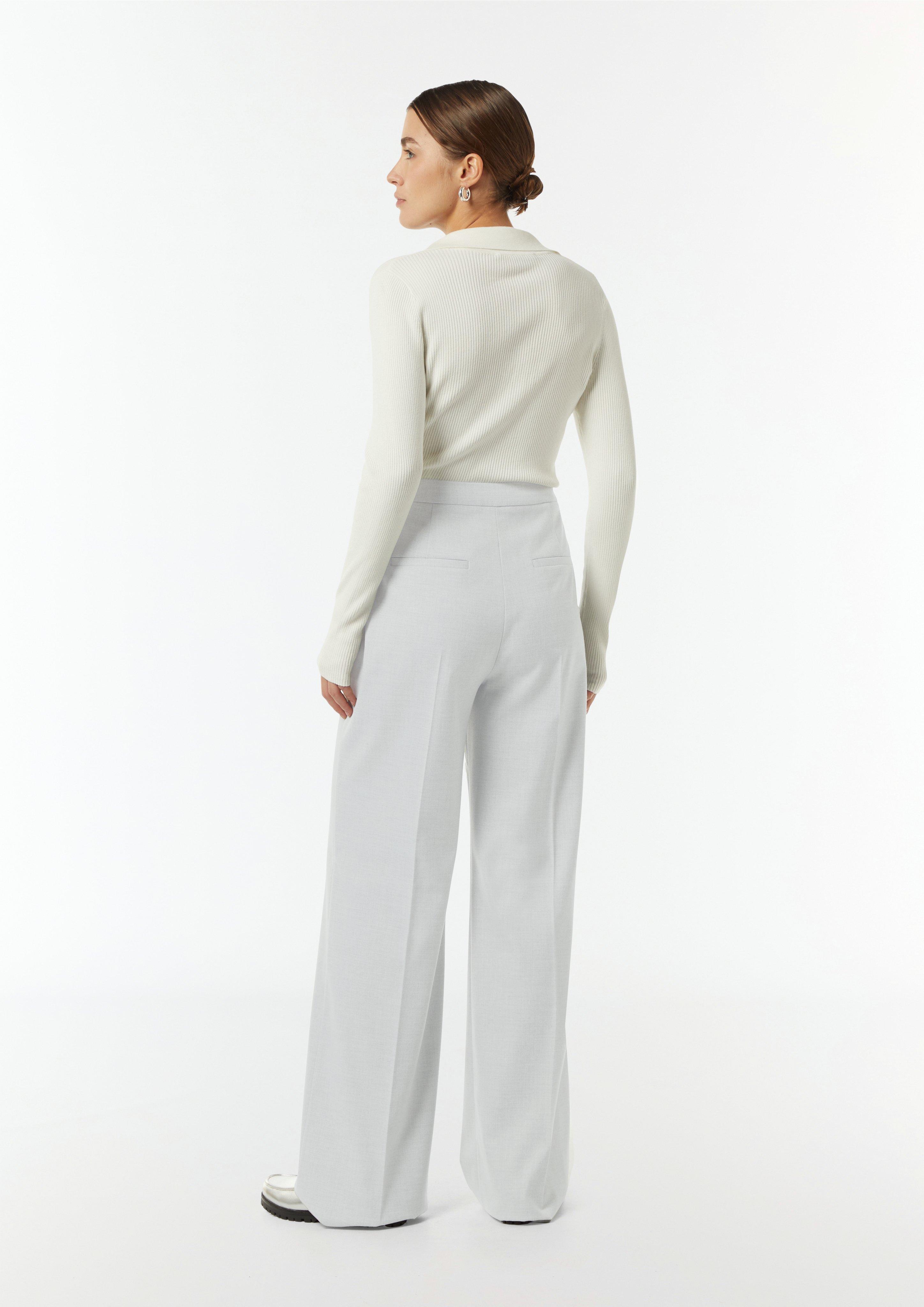 Wide-leg trousers in flowing flannel - light grey | Comma Wide-leg trousers in flowing flannel - light grey | Comma